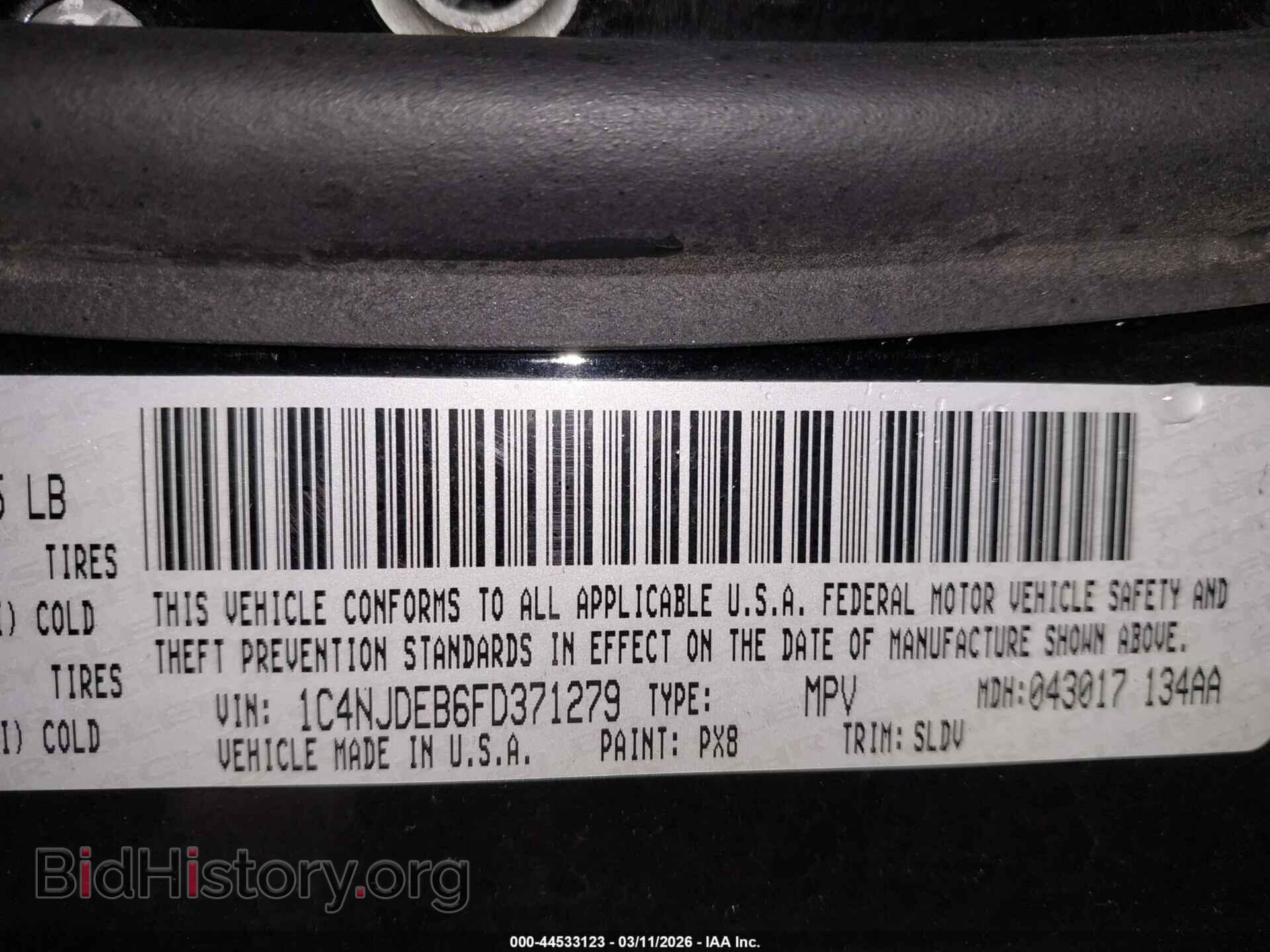 2015 JEEP COMPASS - VIN: 1C4NJDEB6FD371279 - Фото 9