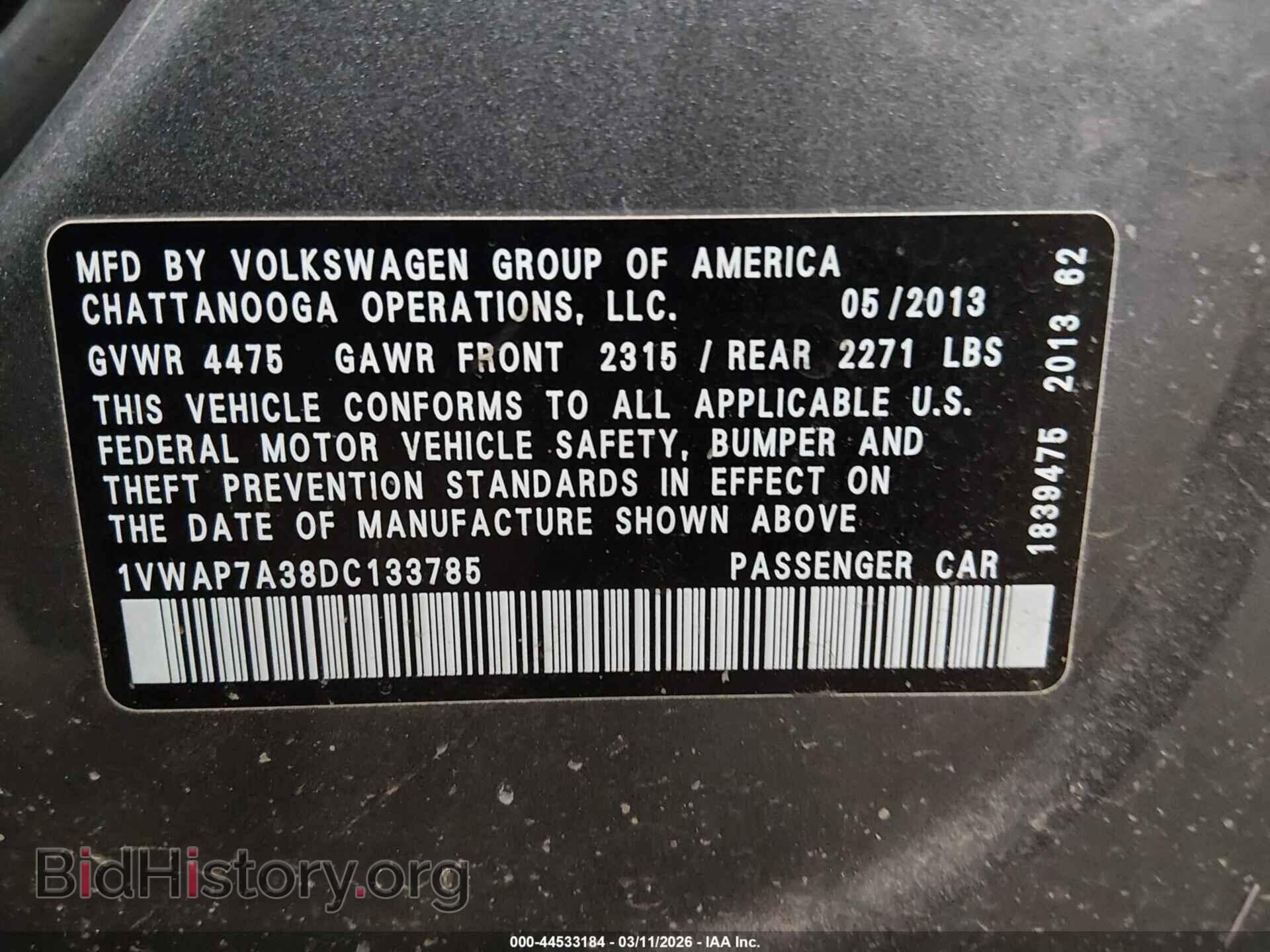 2013 VOLKSWAGEN PASSAT - VIN: 1VWAP7A38DC133785 - Photo 9