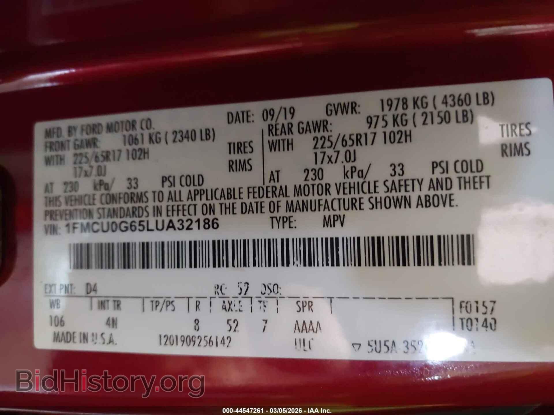 2020 FORD ESCAPE - VIN: 1FMCU0G65LUA32186 - Photo 9