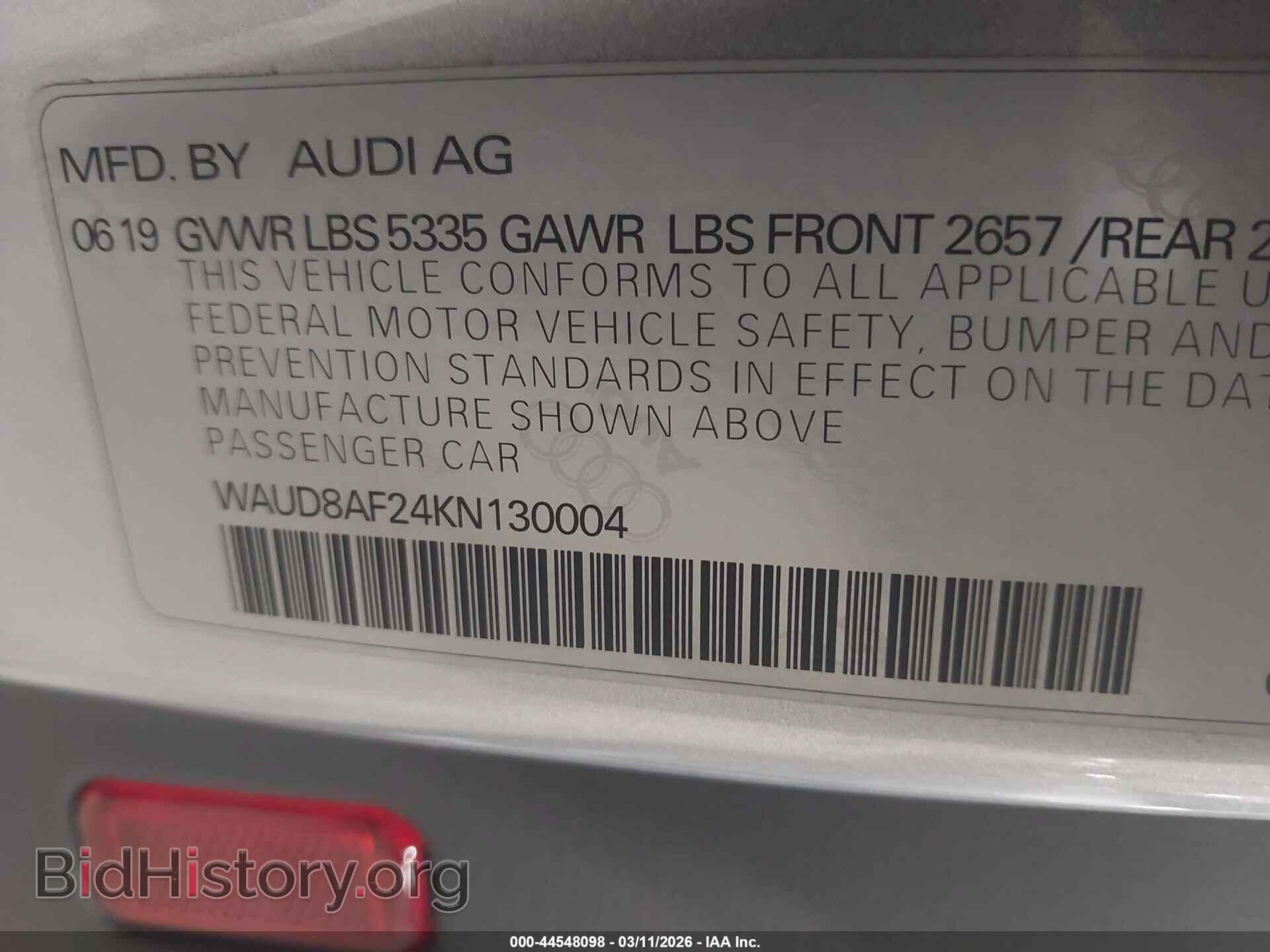 2019 AUDI A6 - VIN: WAUD8AF24KN130004 - Фото 9
