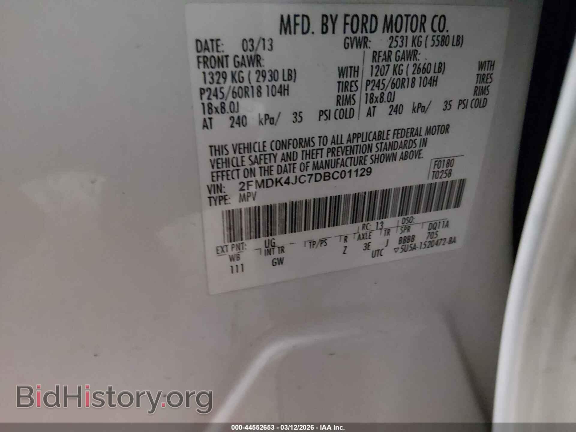 2013 FORD EDGE - VIN: 2FMDK4JC7DBC01129 - Фото 9
