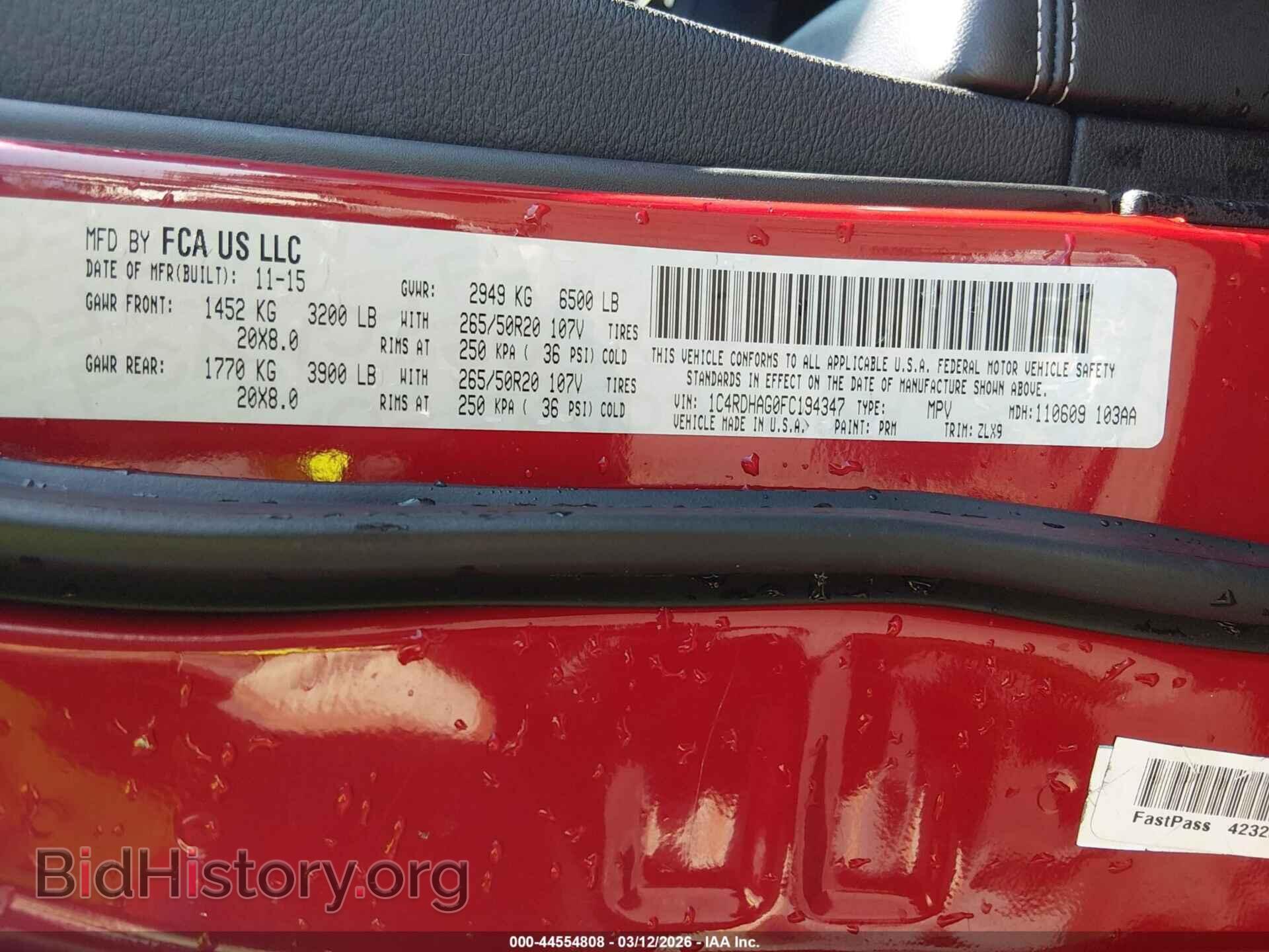 2015 DODGE DURANGO - VIN: 1C4RDHAG0FC194347 - Фото 9