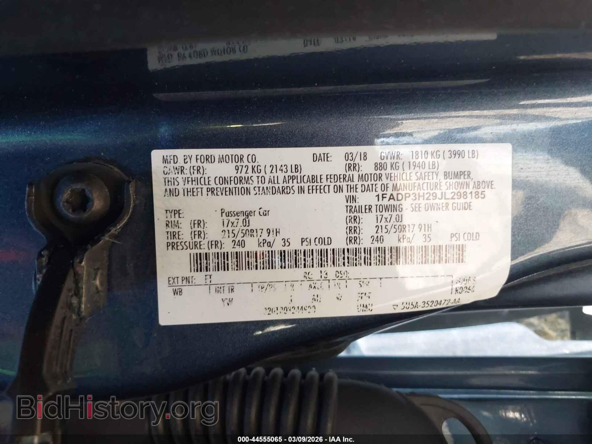 2018 FORD FOCUS - VIN: 1FADP3H29JL298185 - Фото 9