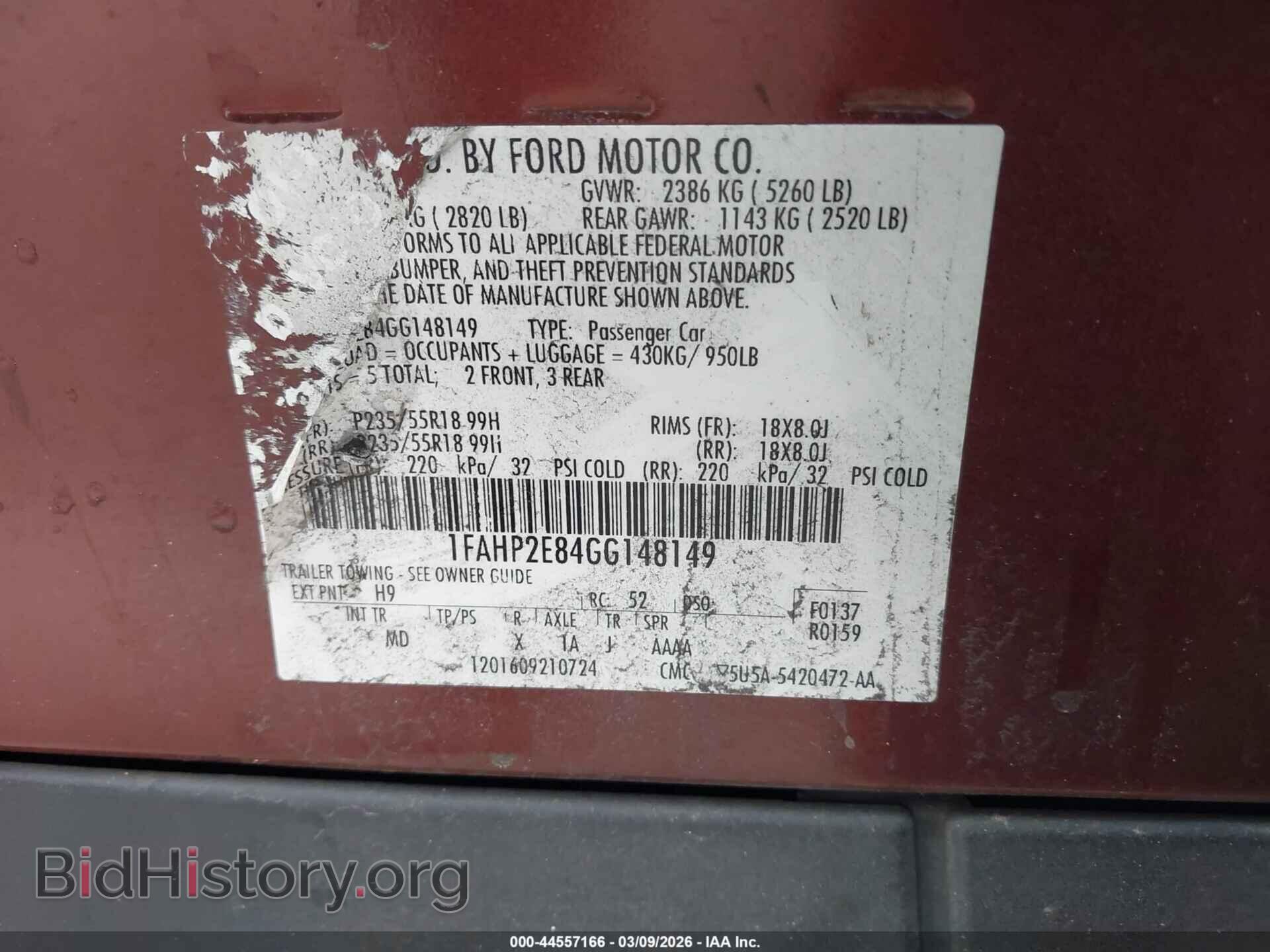 2016 FORD TAURUS - VIN: 1FAHP2E84GG148149 - Photo 9