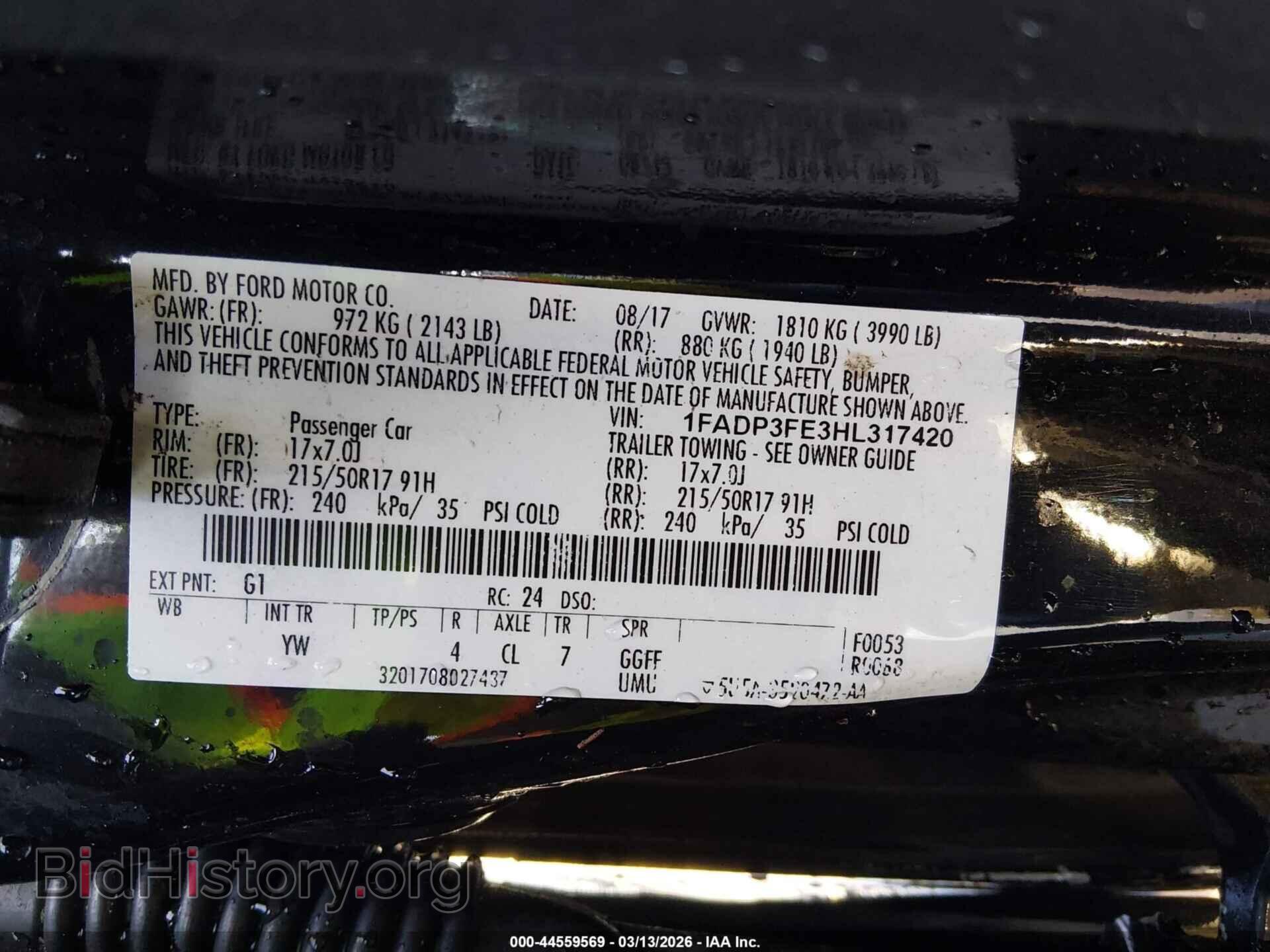 2017 FORD FOCUS - VIN: 1FADP3FE3HL317420 - Фото 9