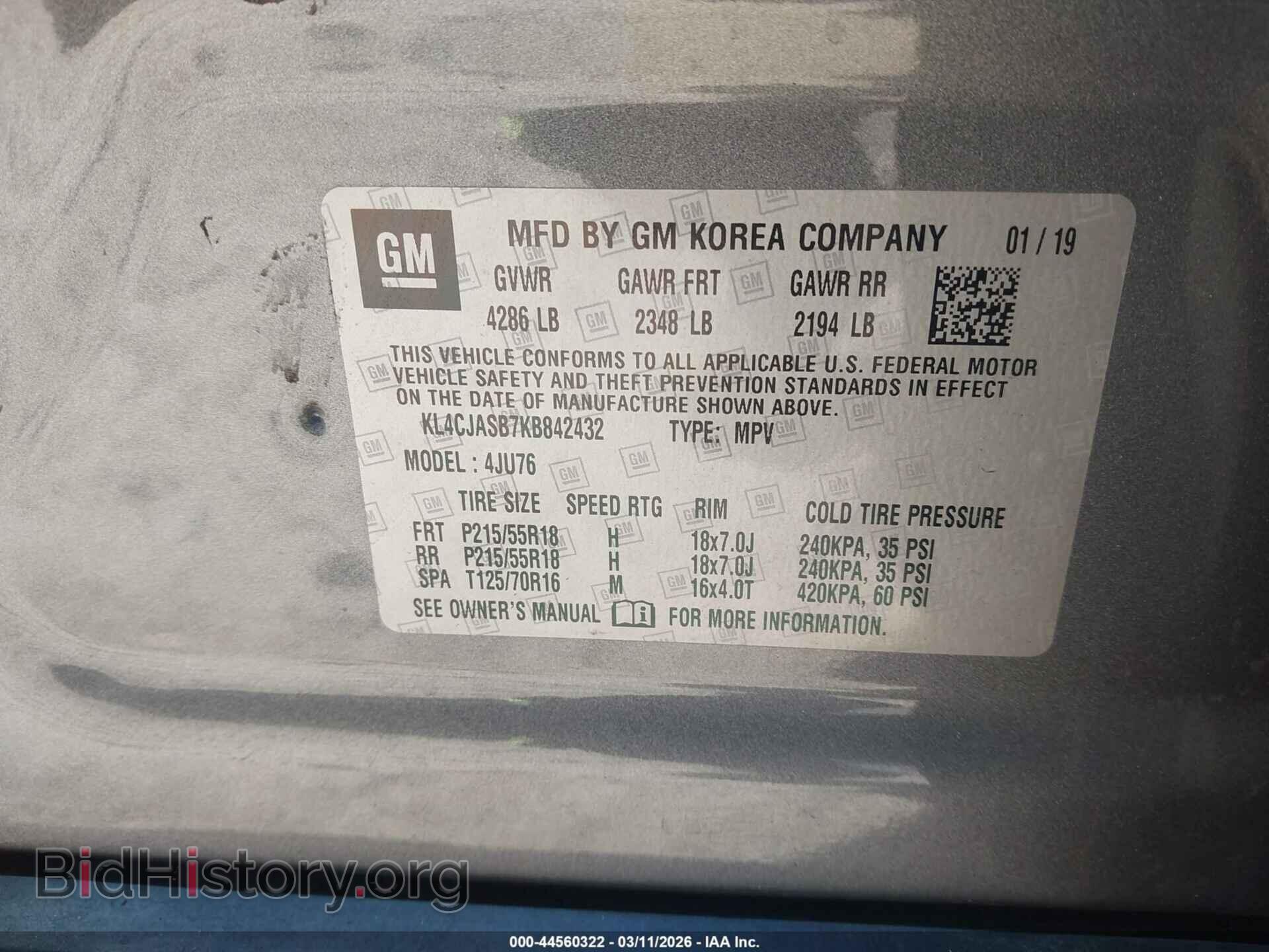 2019 BUICK ENCORE - VIN: KL4CJASB7KB842432 - Фото 9