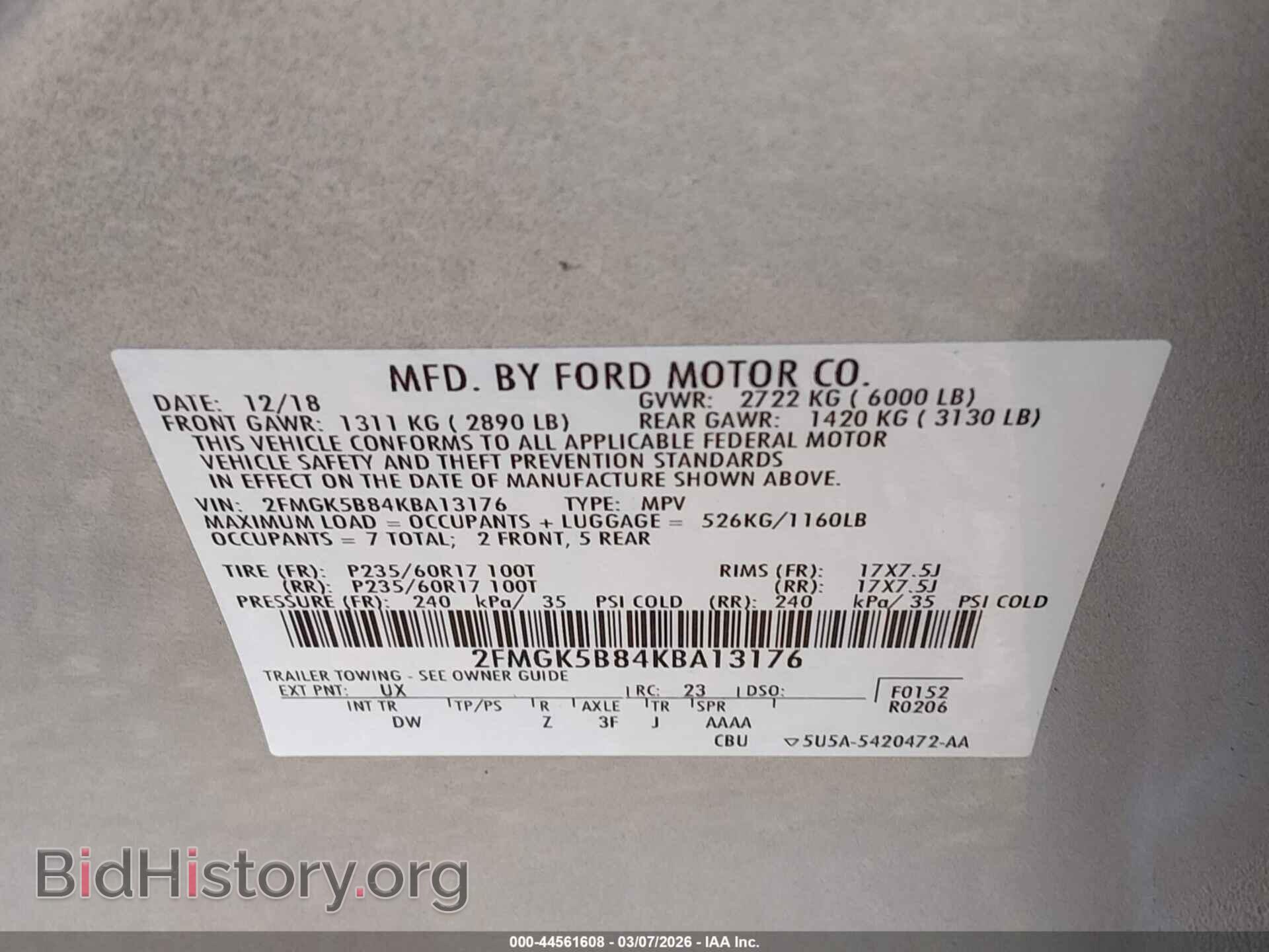 2019 FORD FLEX - VIN: 2FMGK5B84KBA13176 - Photo 9