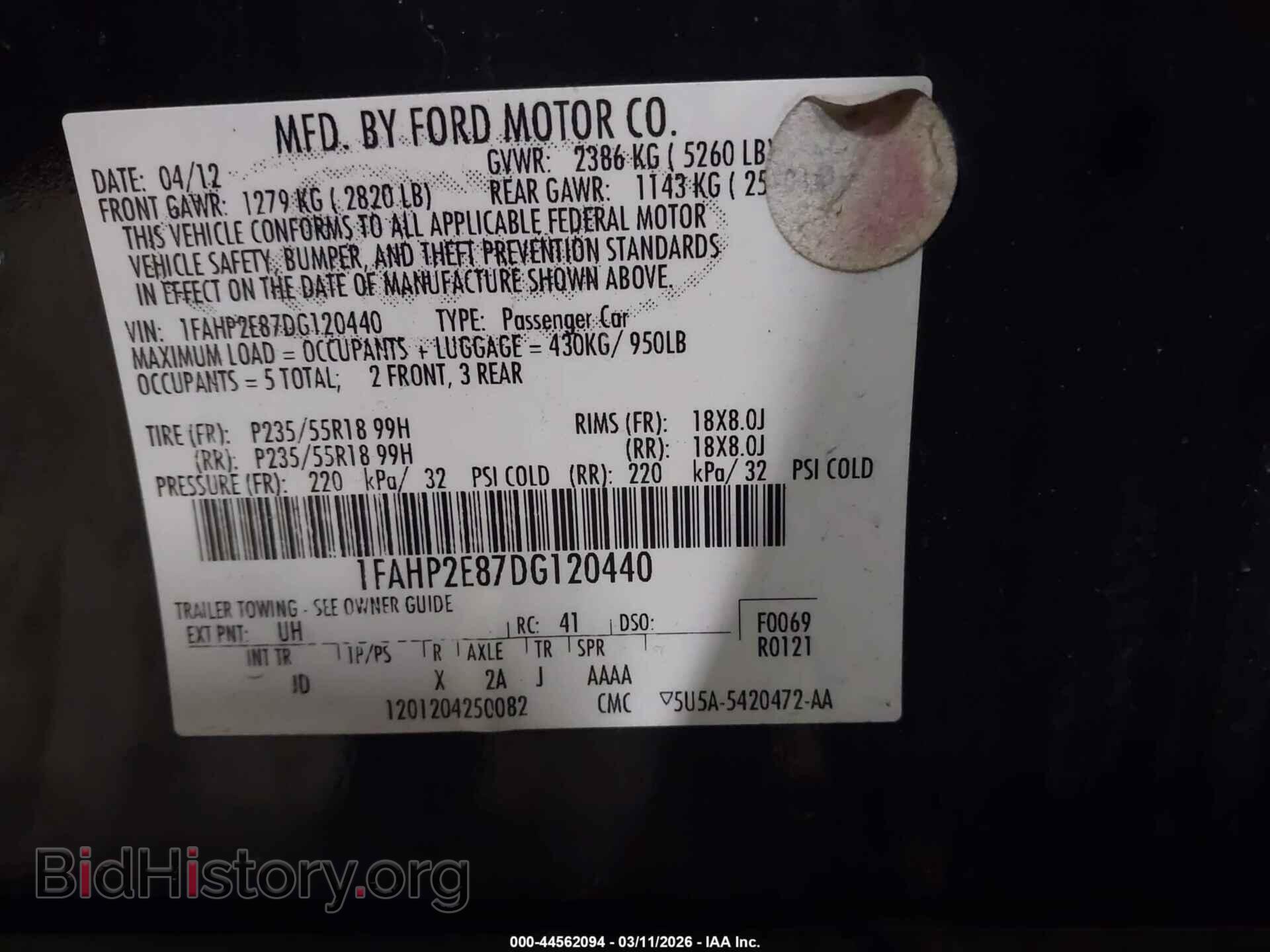2013 FORD TAURUS - VIN: 1FAHP2E87DG120440 - Photo 9