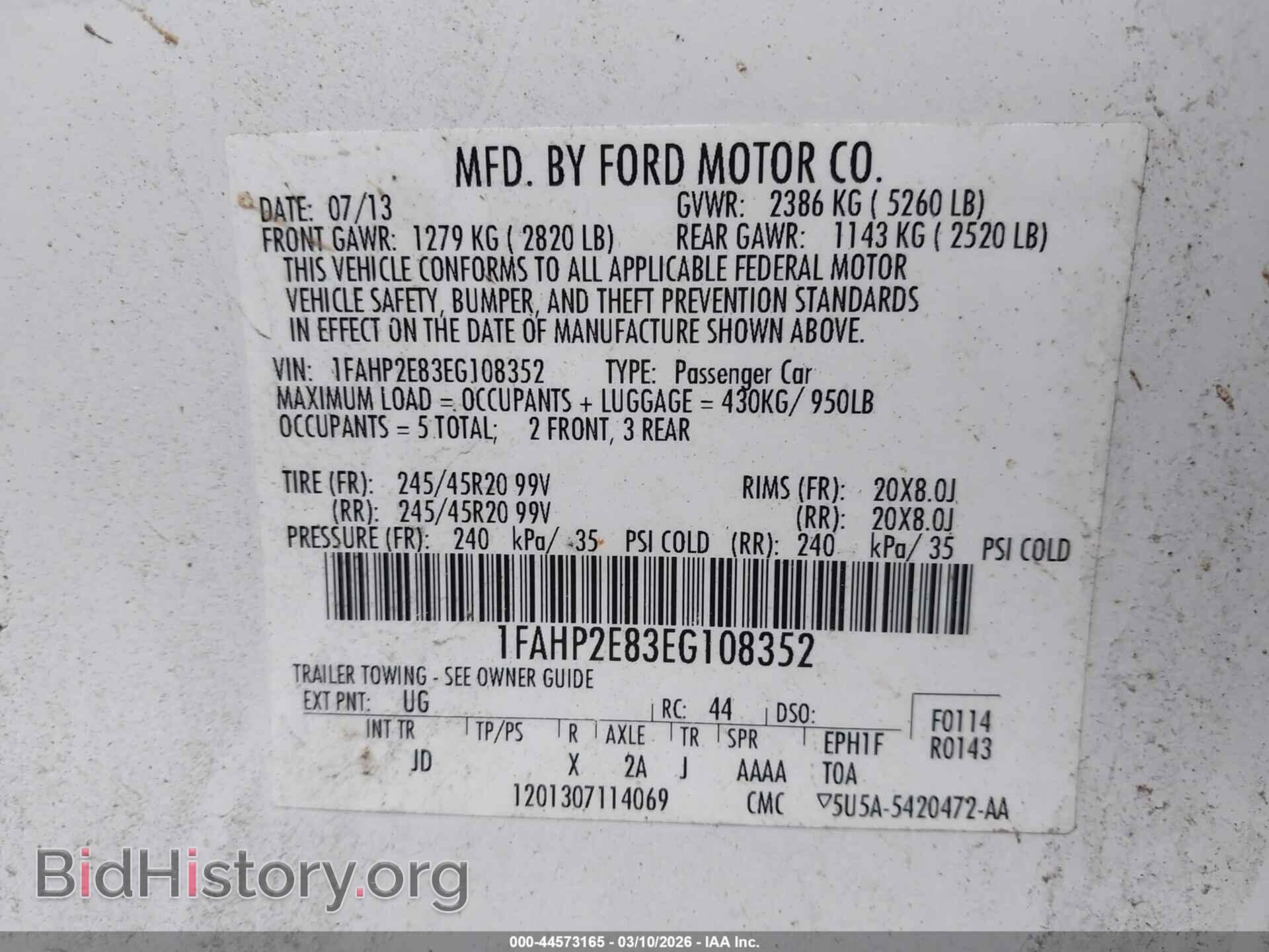 2014 FORD TAURUS - VIN: 1FAHP2E83EG108352 - Фото 9