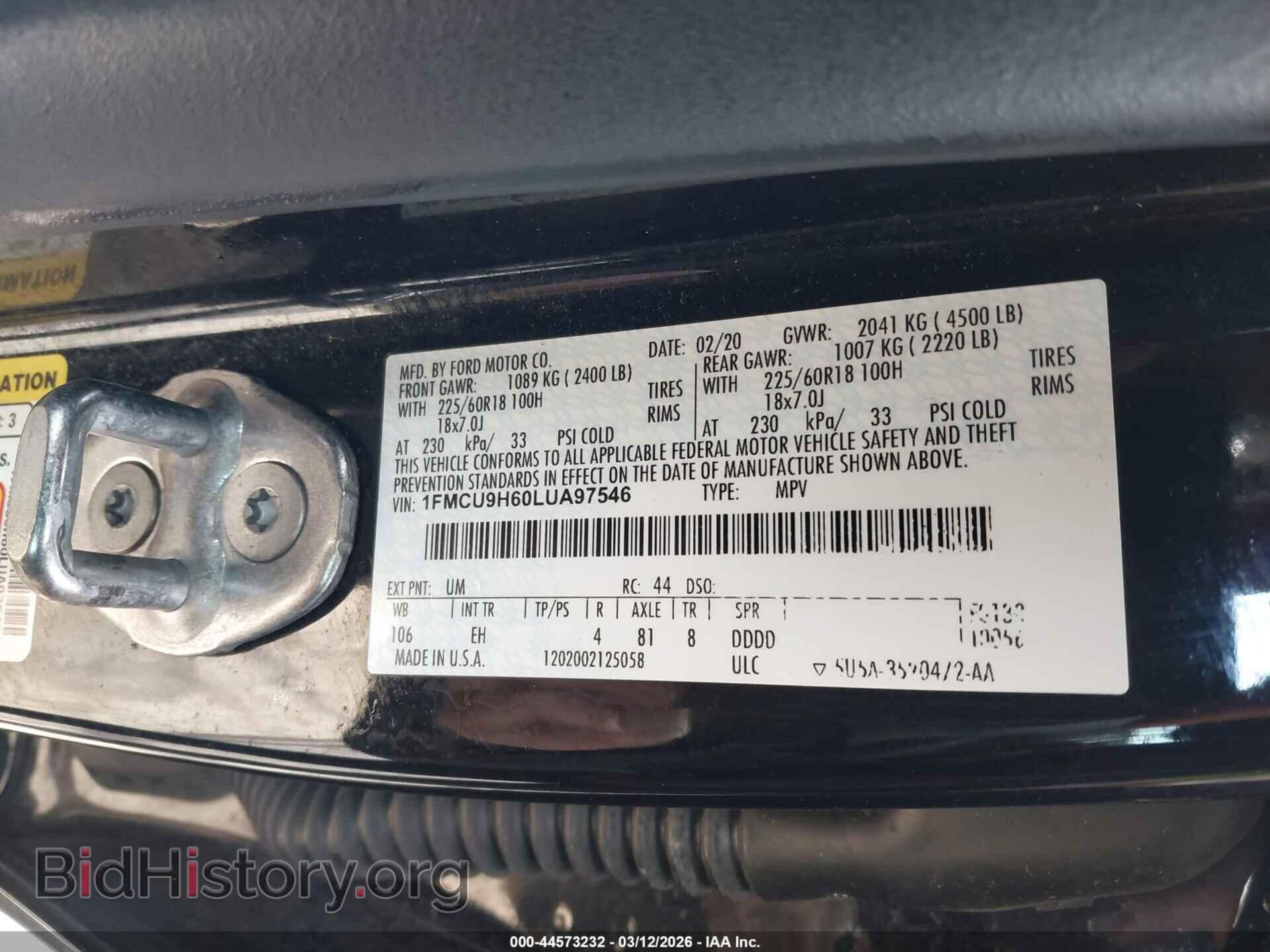2020 FORD ESCAPE - VIN: 1FMCU9H60LUA97546 - Photo 9