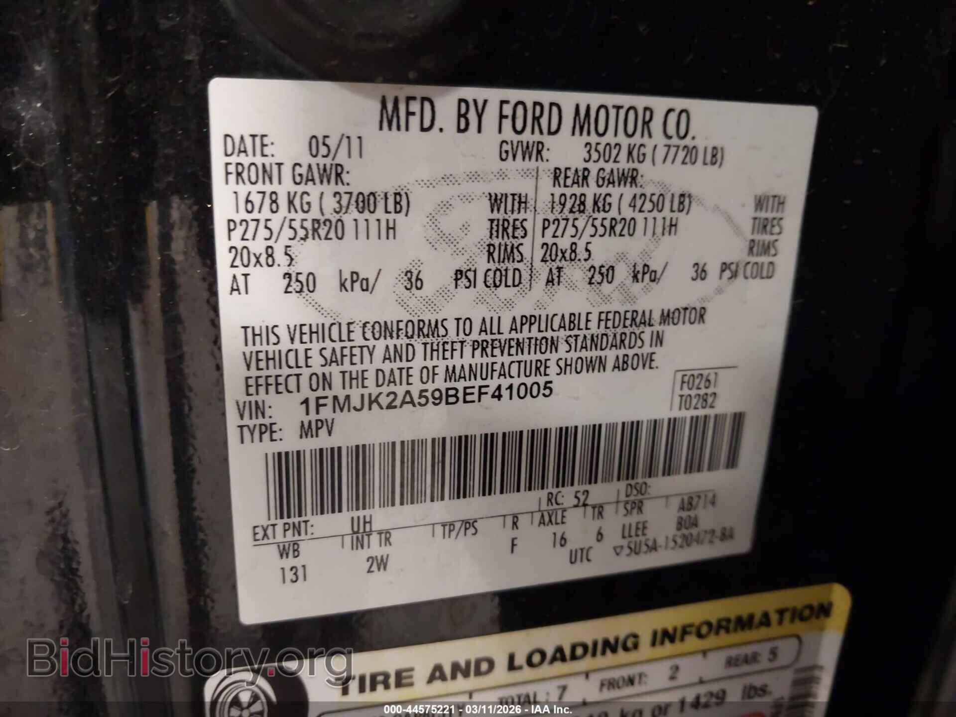 2011 FORD EXPEDITION EL - VIN: 1FMJK2A59BEF41005 - Photo 9