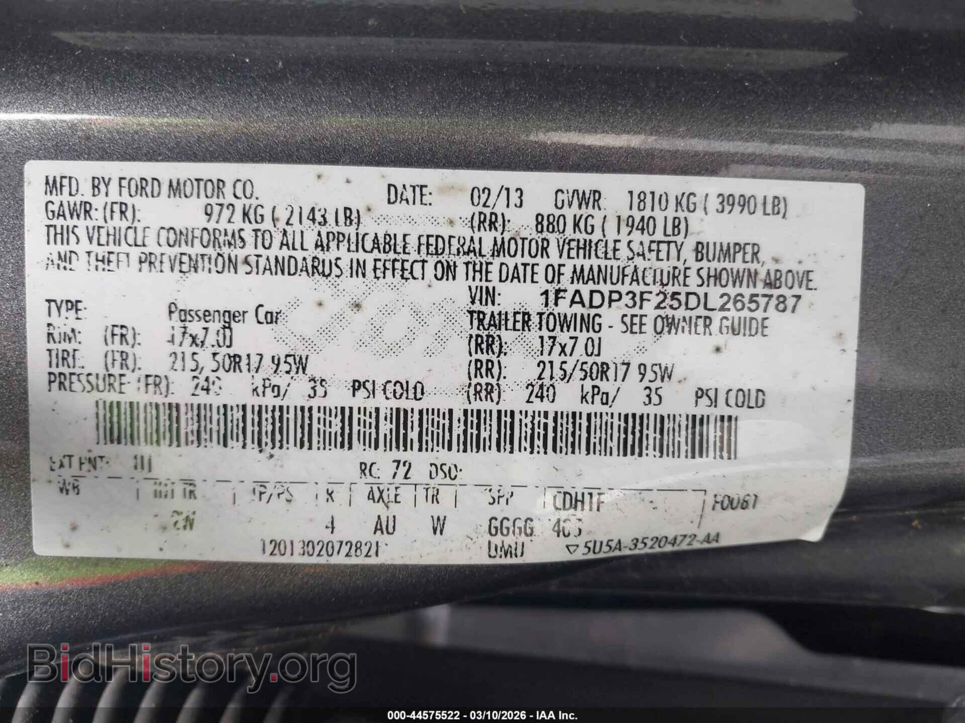 2013 FORD FOCUS - VIN: 1FADP3F25DL265787 - Фото 9