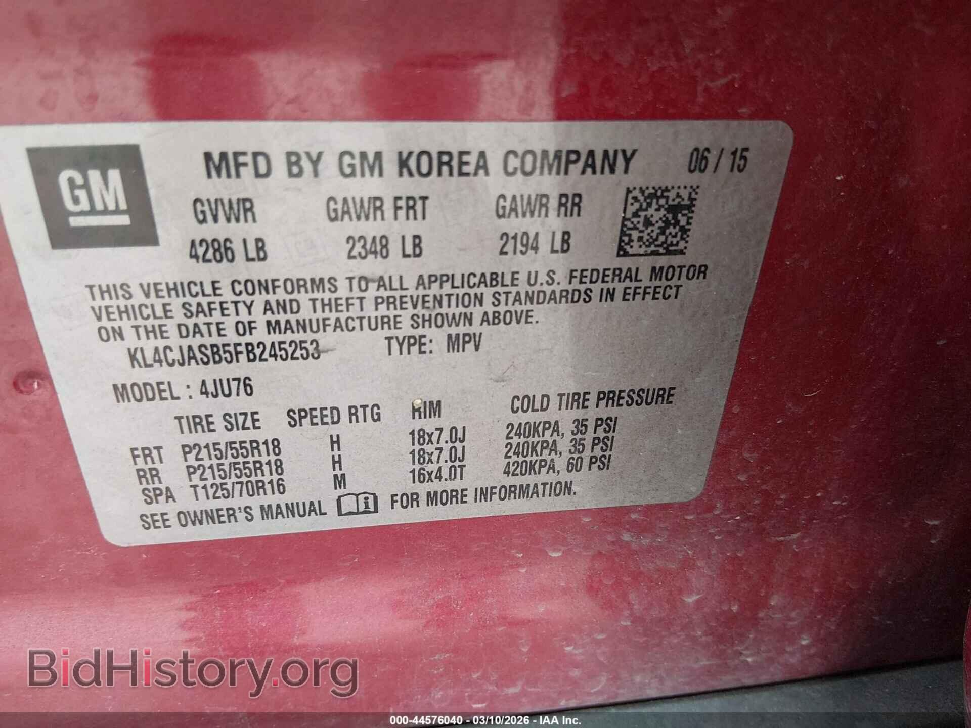 2015 BUICK ENCORE - VIN: KL4CJASB5FB245253 - Фото 9
