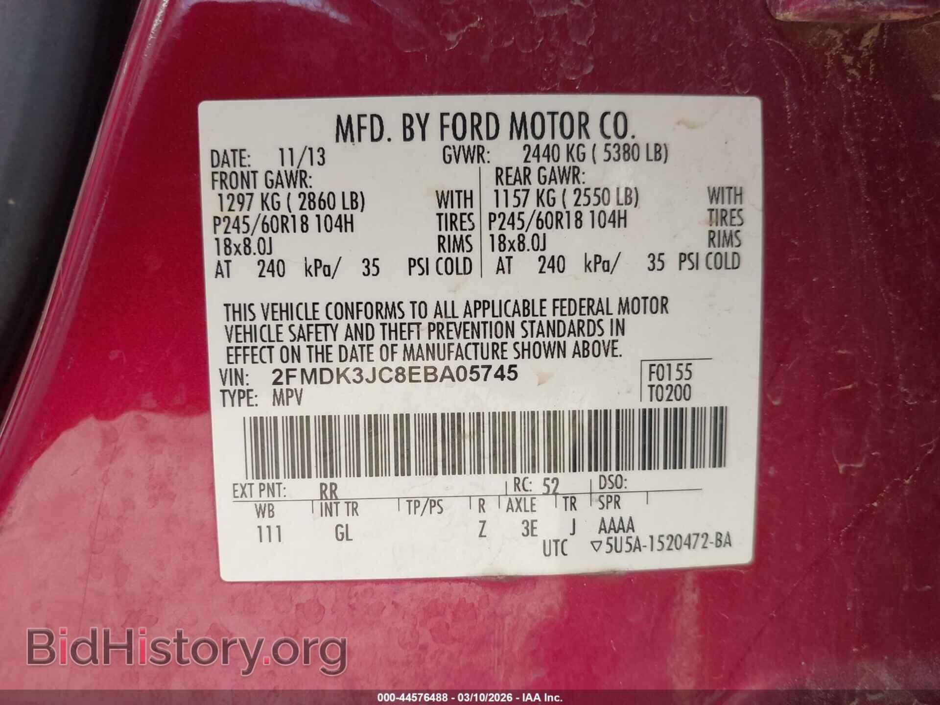 2014 FORD EDGE - VIN: 2FMDK3JC8EBA05745 - Photo 9