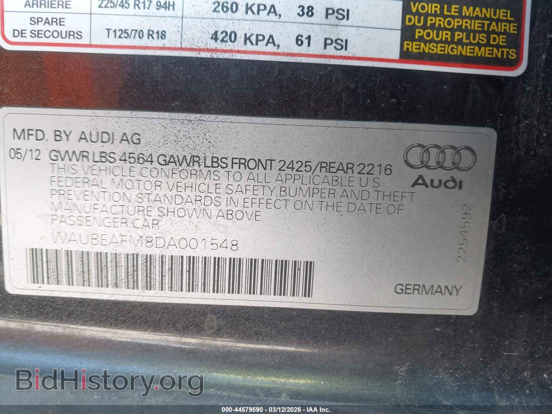 2013 AUDI A3 - VIN: WAUBEAFM8DA001548 - Фото 9