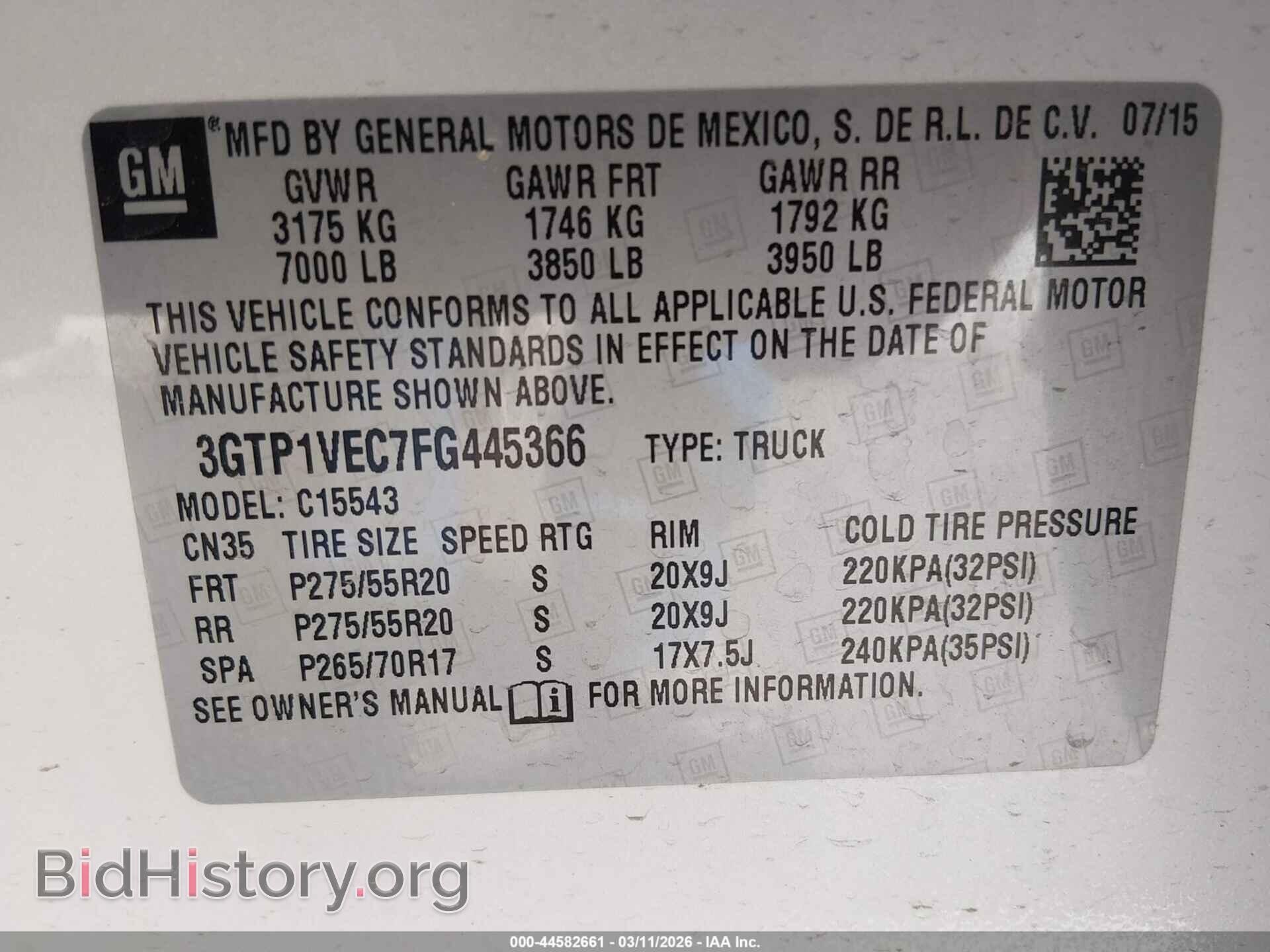 2015 GMC SIERRA 1500 - VIN: 3GTP1VEC7FG445366 - Photo 9