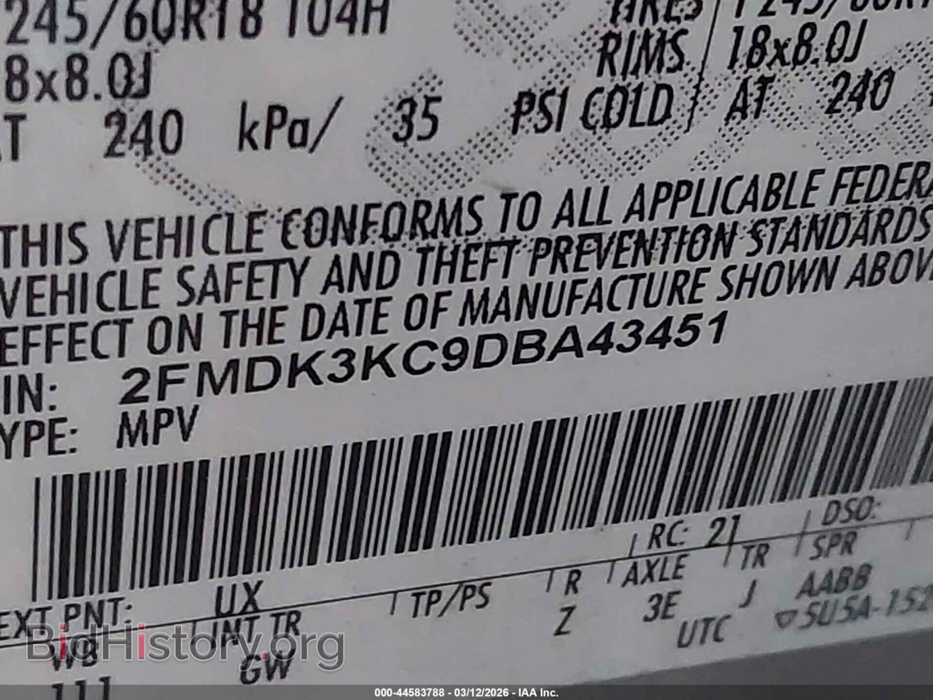 2013 FORD EDGE - VIN: 2FMDK3KC9DBA43451 - Фото 9