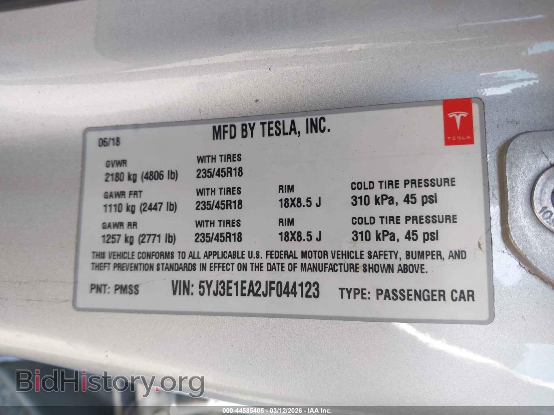 2018 TESLA MODEL 3 - VIN: 5YJ3E1EA2JF044123 - Photo 9