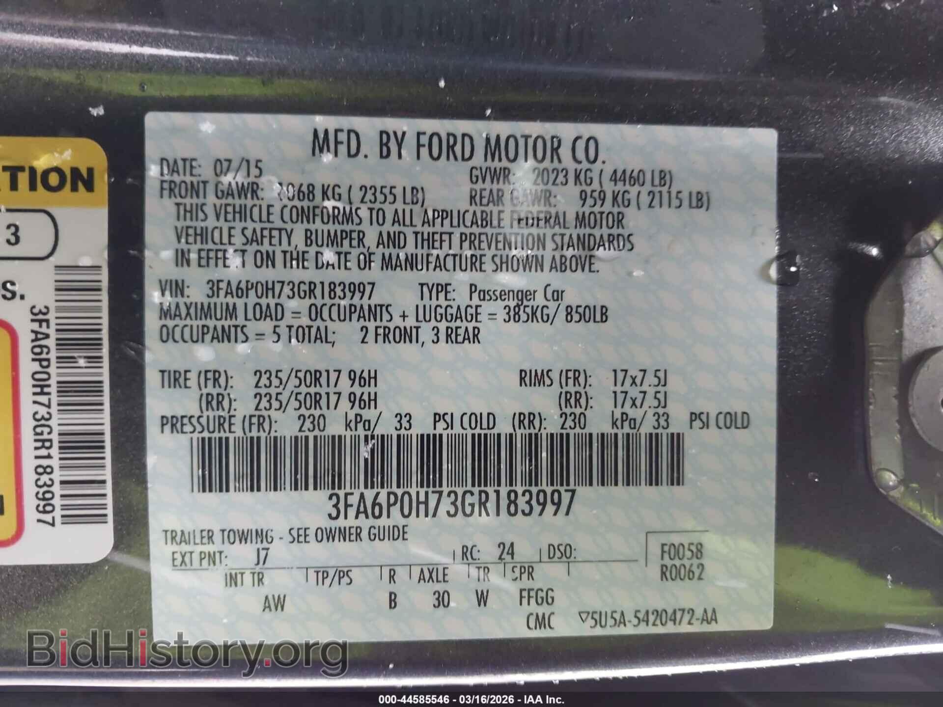 2016 FORD FUSION - VIN: 3FA6P0H73GR183997 - Фото 9