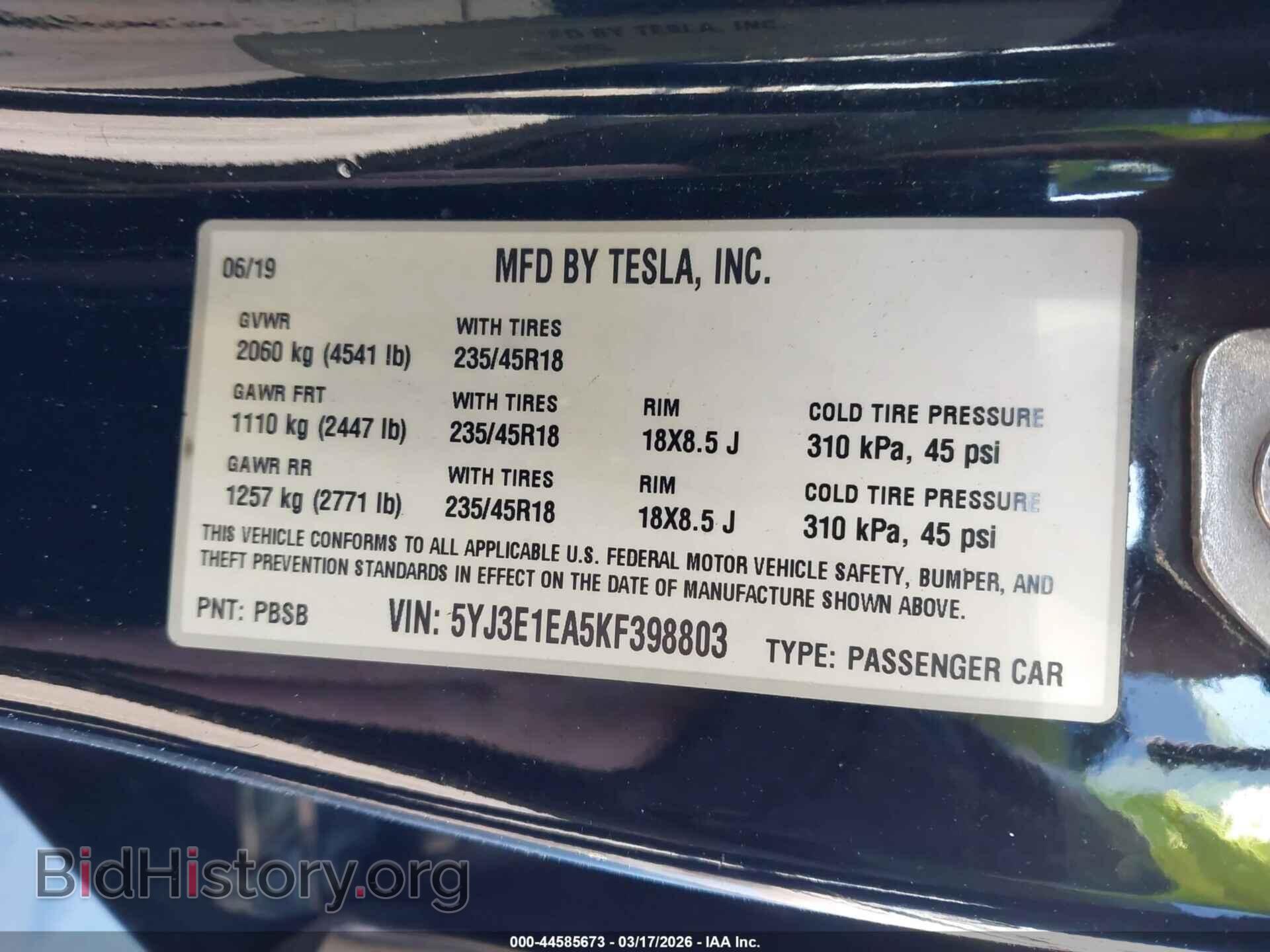 2019 TESLA MODEL 3 - VIN: 5YJ3E1EA5KF398803 - Фото 9