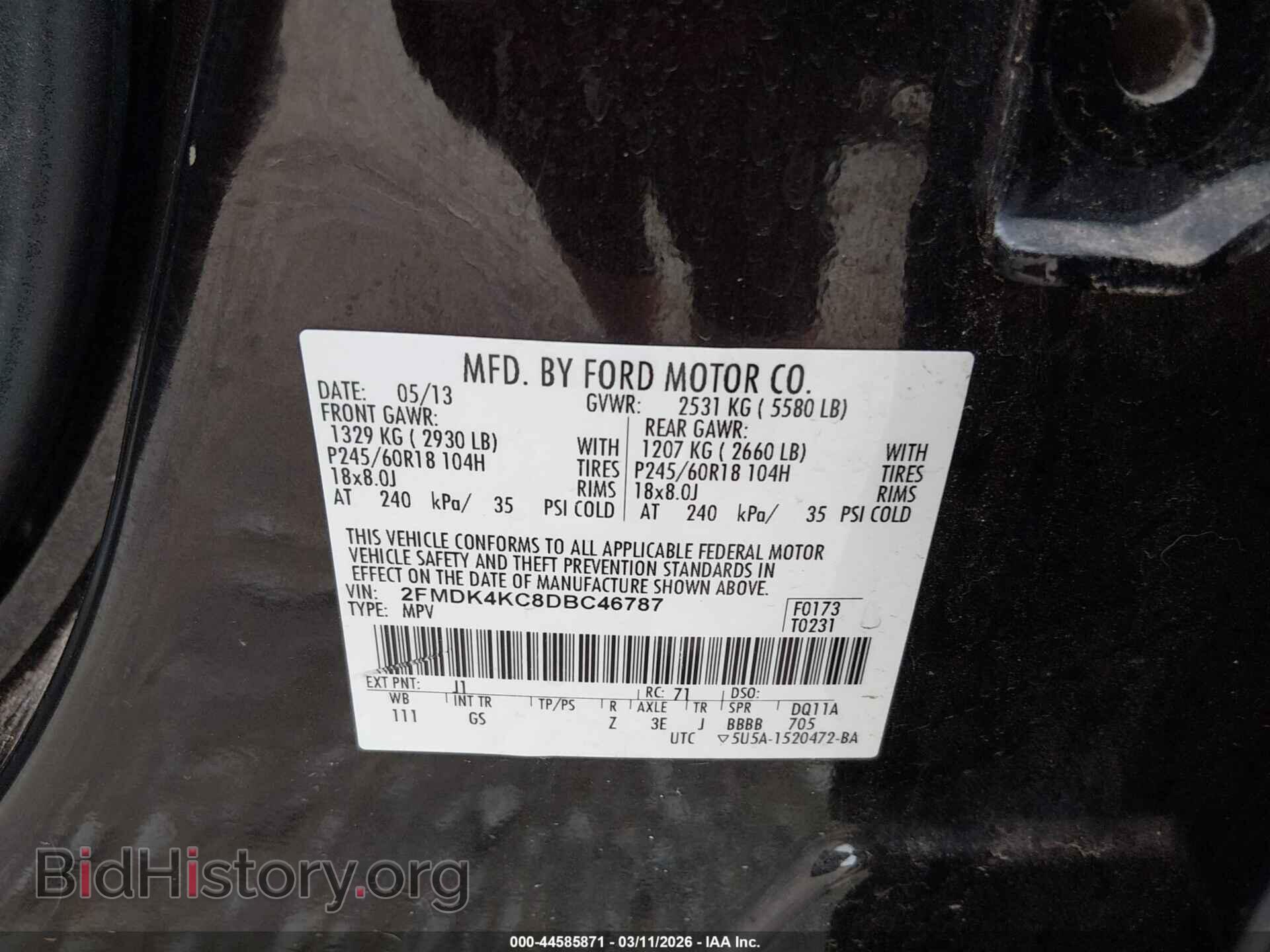 2013 FORD EDGE - VIN: 2FMDK4KC8DBC46787 - Фото 9