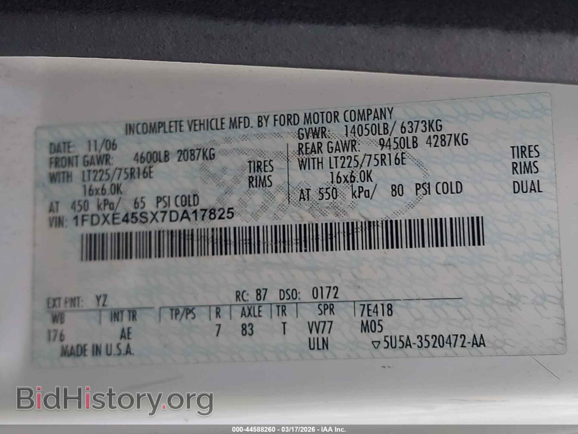 2007 FORD E-450 CUTAWAY - VIN: 1FDXE45SX7DA17825 - Фото 8