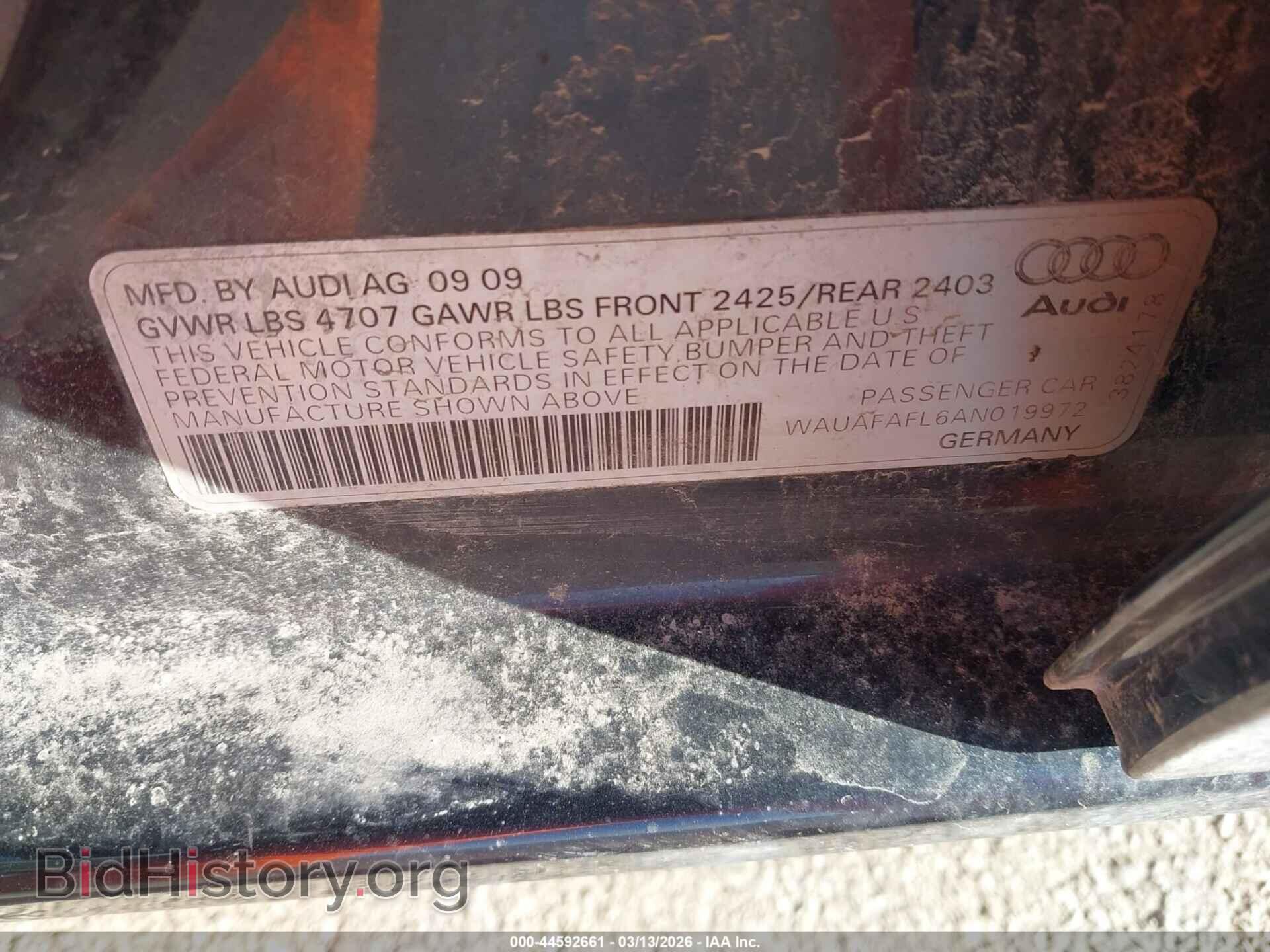 2010 AUDI A4 - VIN: WAUAFAFL6AN019972 - Фото 9