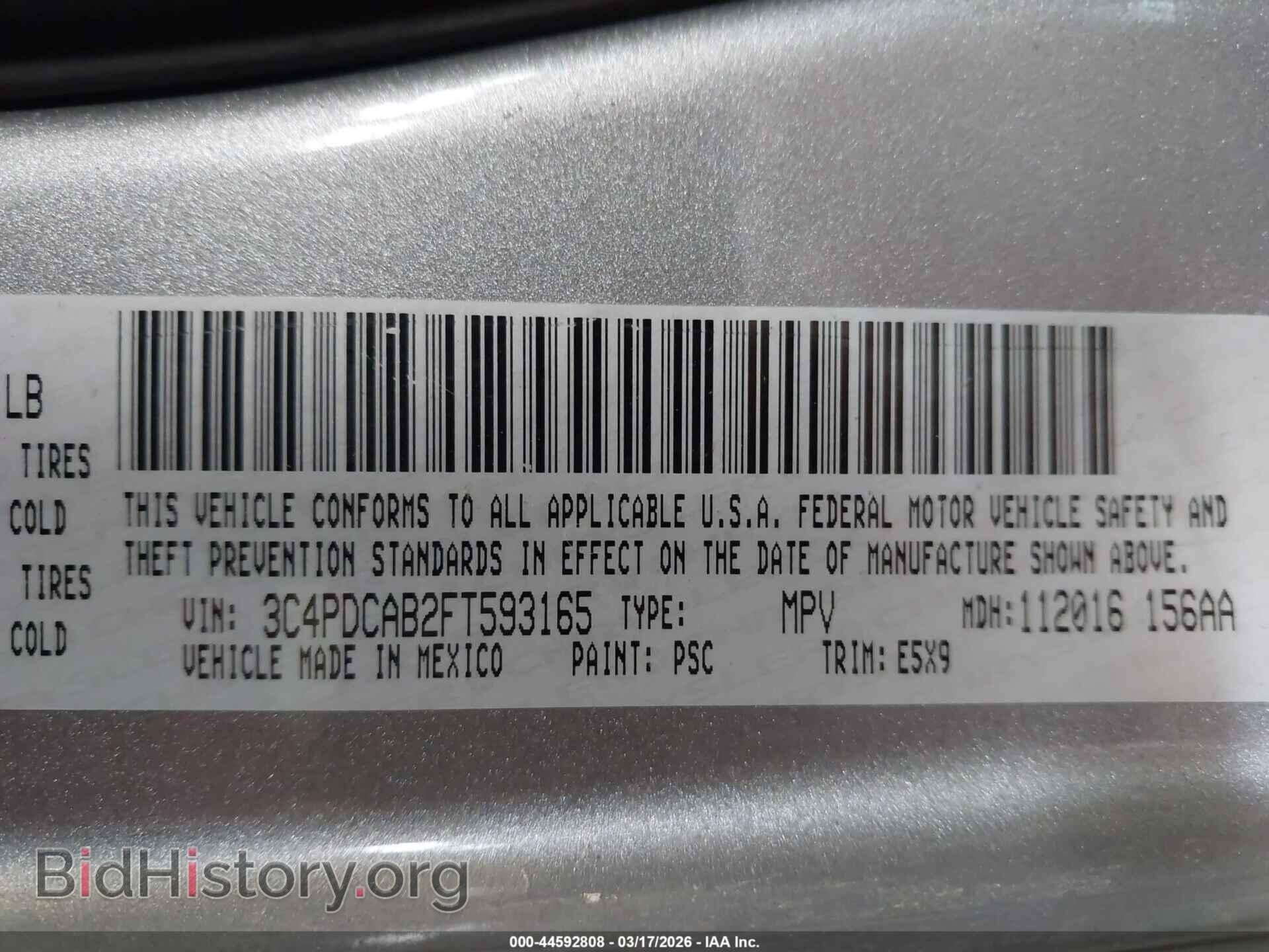 2015 DODGE JOURNEY - VIN: 3C4PDCAB2FT593165 - Фото 9