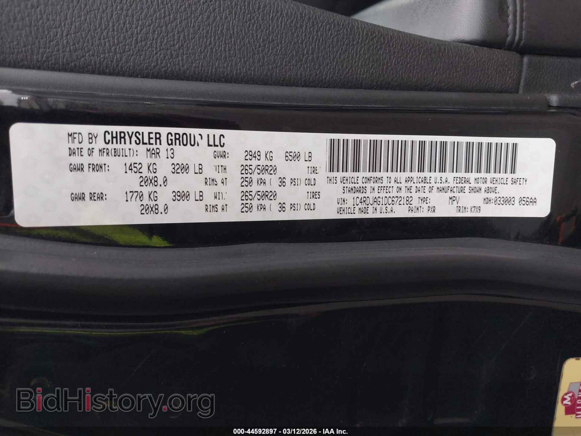 2013 DODGE DURANGO - VIN: 1C4RDJAG1DC672182 - Photo 9