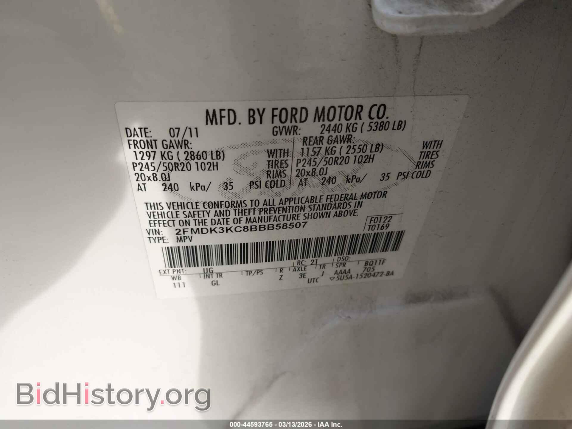 2011 FORD EDGE - VIN: 2FMDK3KC8BBB58507 - Photo 9