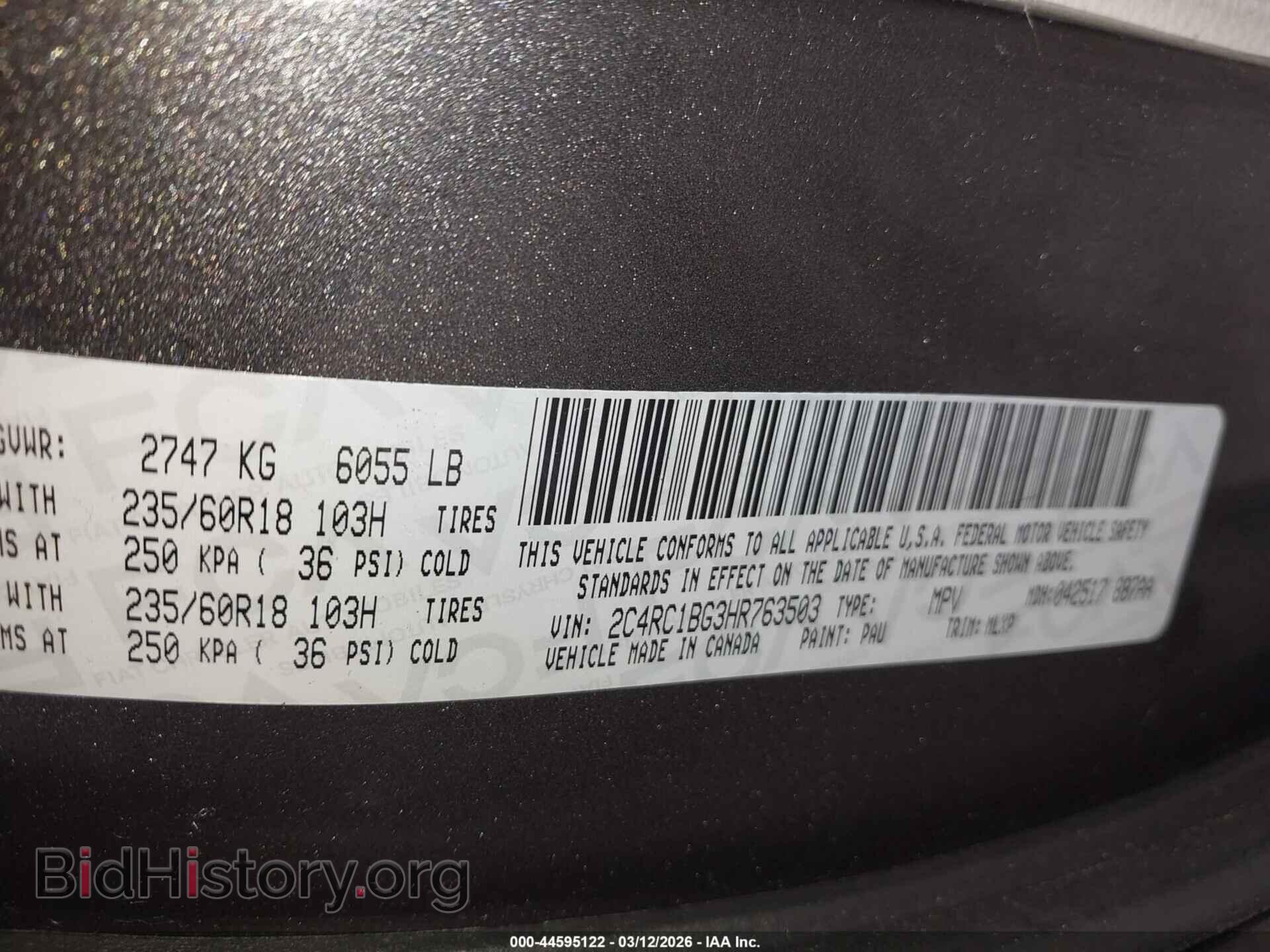 2017 CHRYSLER PACIFICA - VIN: 2C4RC1BG3HR763503 - Фото 9