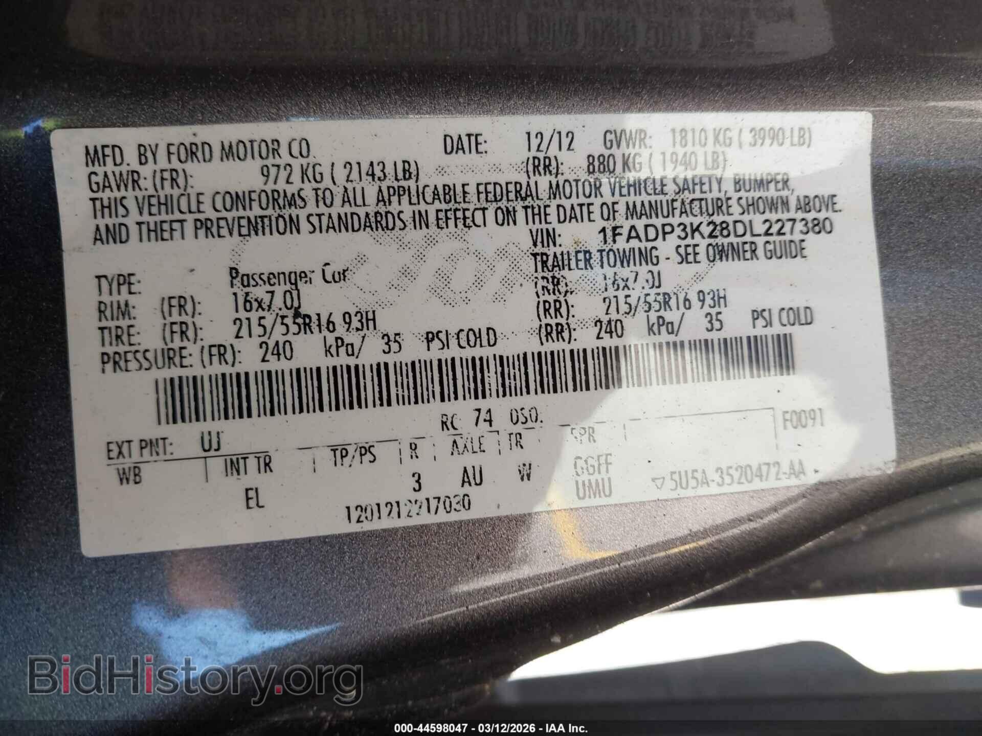 2013 FORD FOCUS - VIN: 1FADP3K28DL227380 - Фото 9