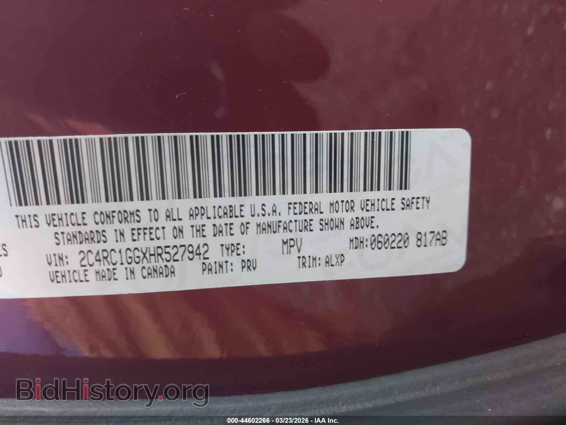 2017 CHRYSLER PACIFICA - VIN: 2C4RC1GGXHR527942 - Фото 9