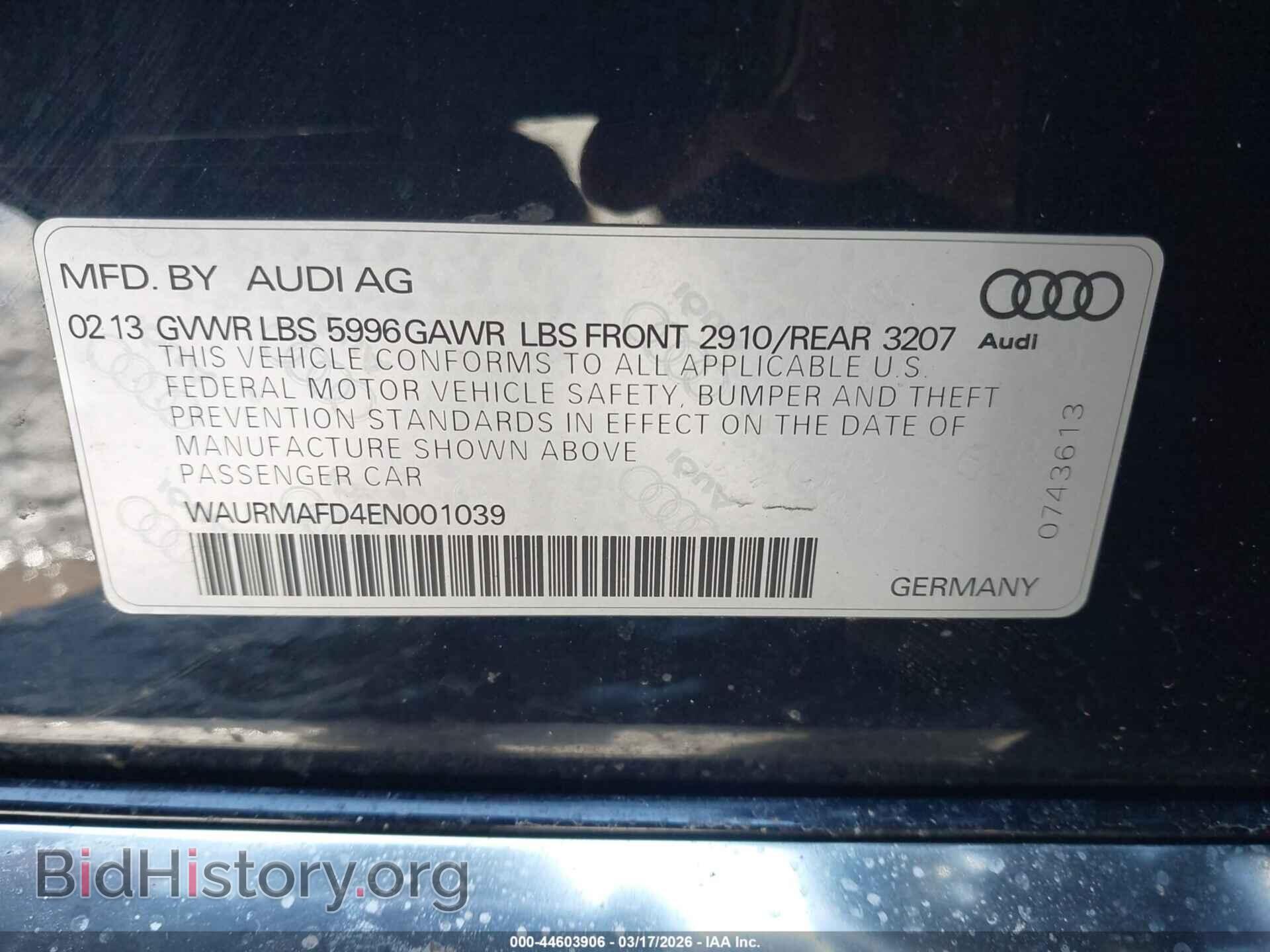 2014 AUDI A8 L - VIN: WAURMAFD4EN001039 - Фото 9