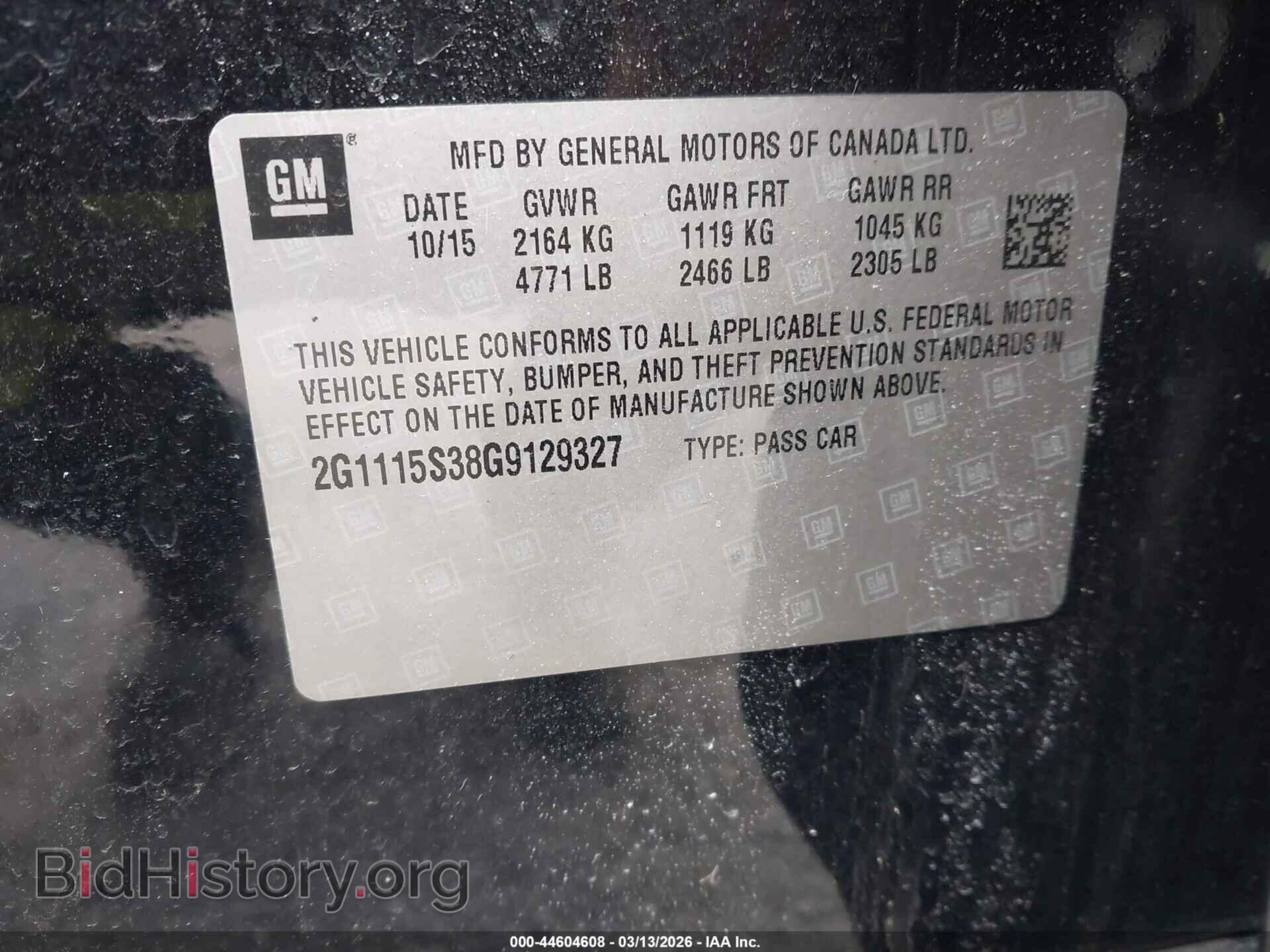 2016 CHEVROLET IMPALA - VIN: 2G1115S38G9129327 - Фото 9