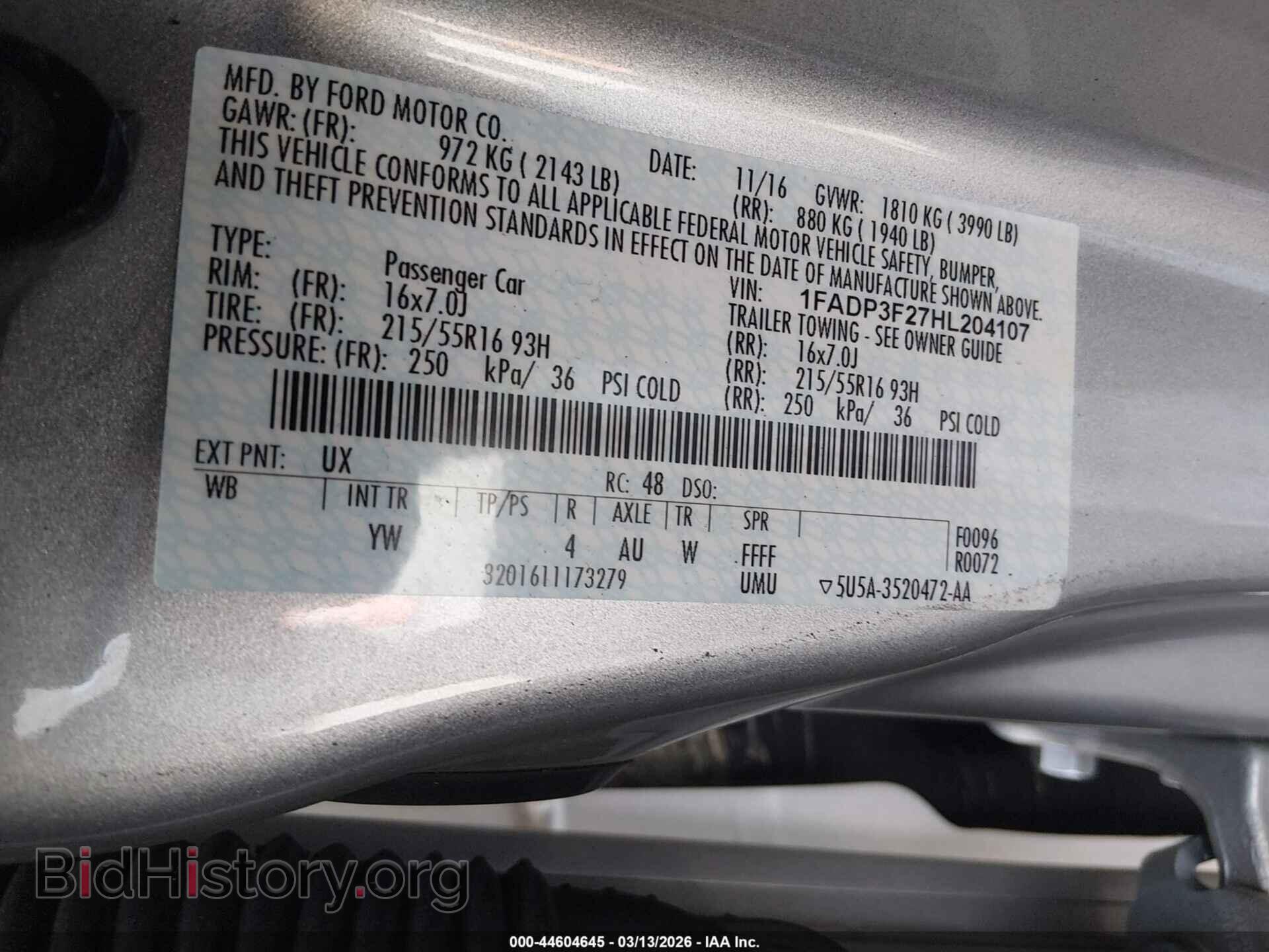 2017 FORD FOCUS - VIN: 1FADP3F27HL204107 - Фото 9