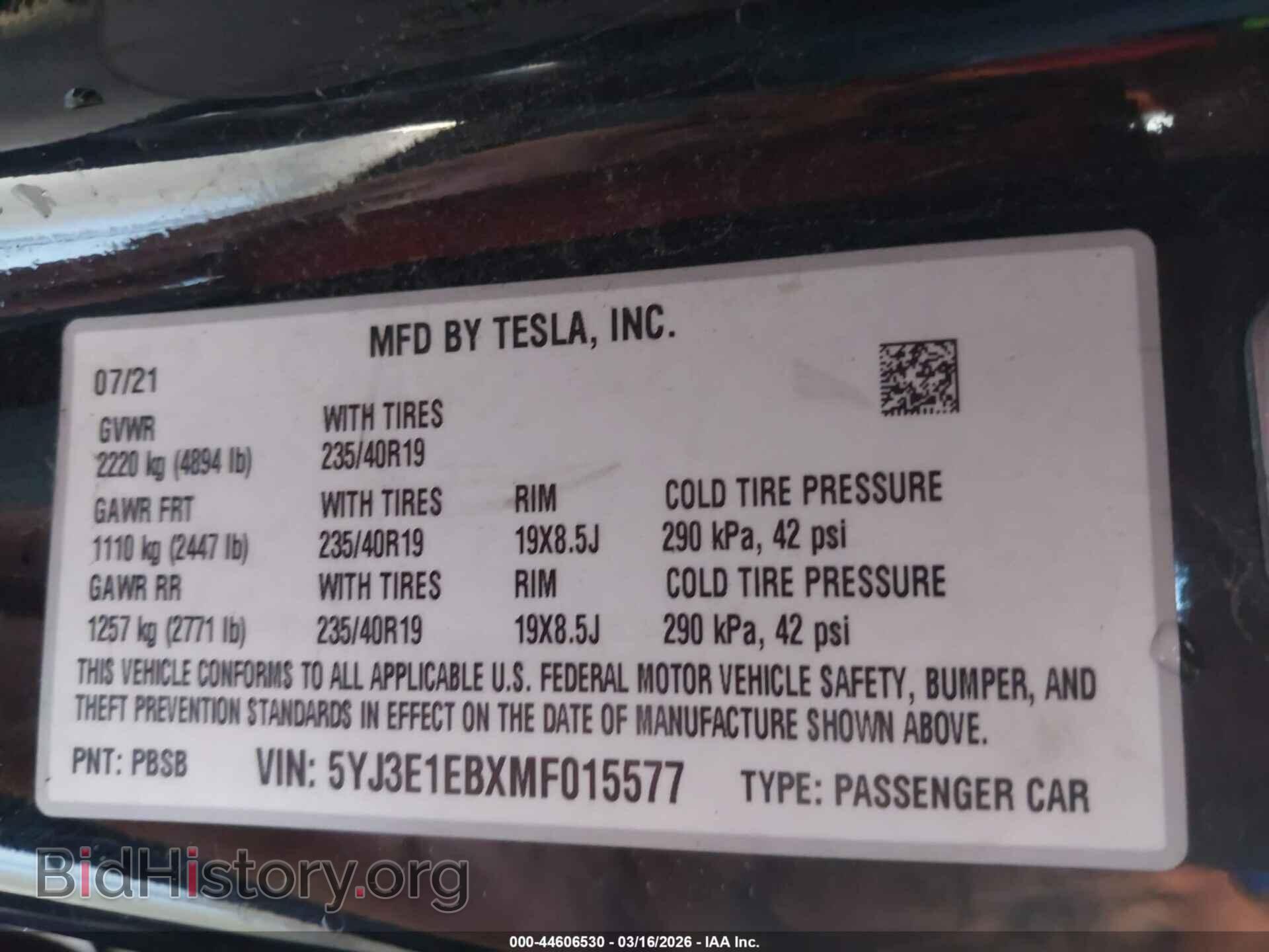 2021 TESLA MODEL 3 - VIN: 5YJ3E1EBXMF015577 - Фото 9