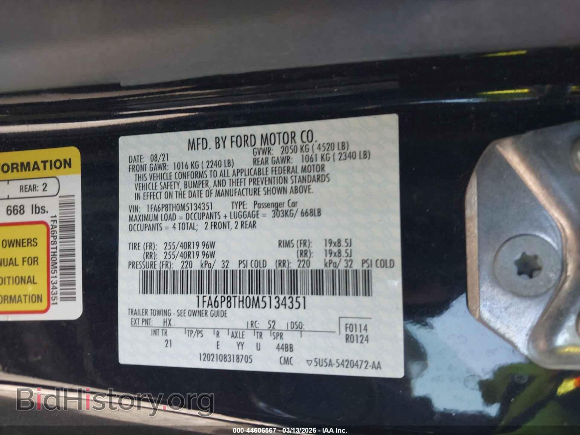 2021 FORD MUSTANG - VIN: 1FA6P8TH0M5134351 - Photo 9