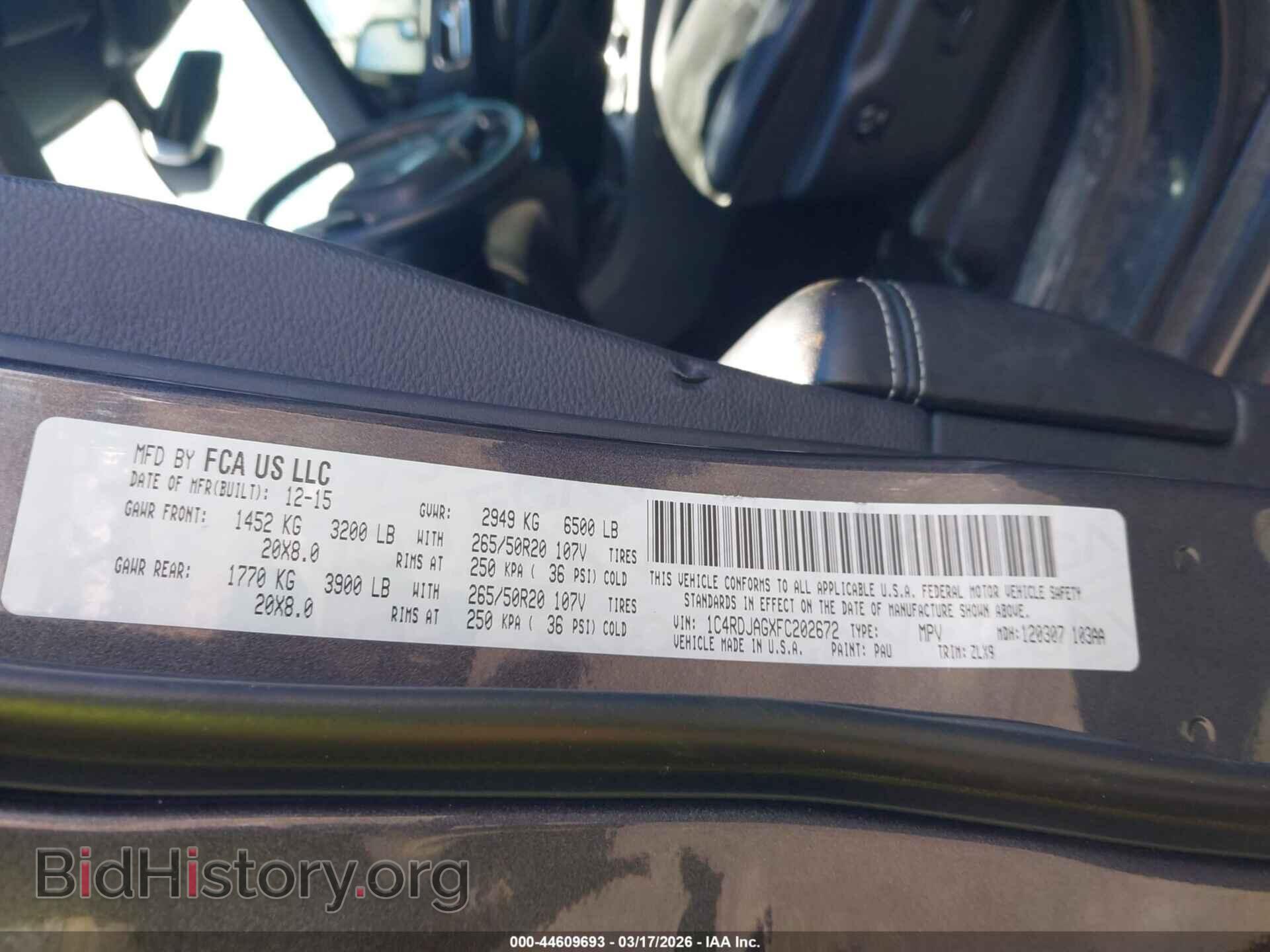 2015 DODGE DURANGO - VIN: 1C4RDJAGXFC202672 - Photo 9