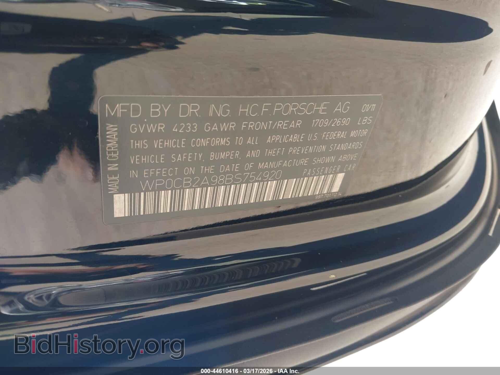 2011 PORSCHE 911 - VIN: WP0CB2A98BS754920 - Фото 9