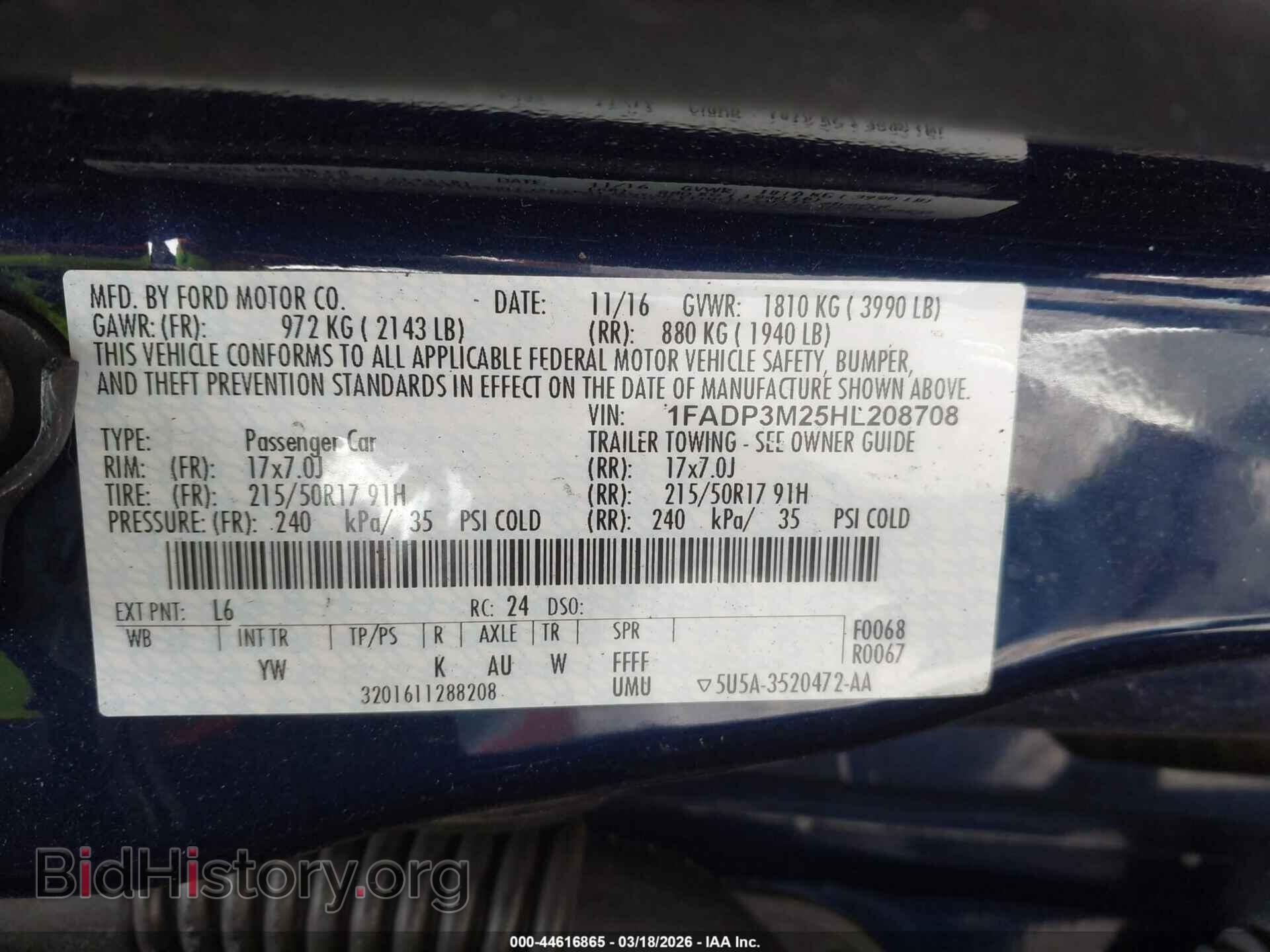 2017 FORD FOCUS - VIN: 1FADP3M25HL208708 - Photo 9