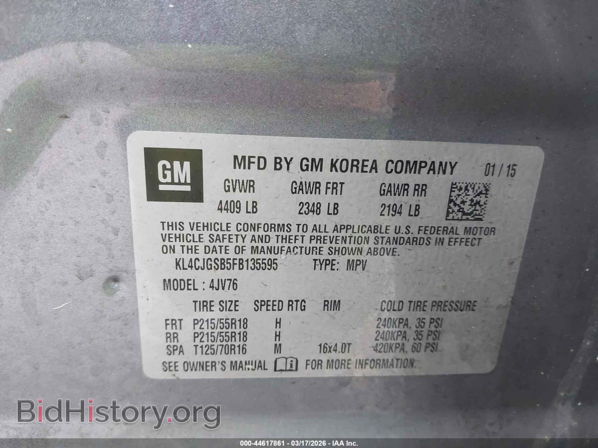 2015 BUICK ENCORE - VIN: KL4CJGSB5FB135595 - Фото 9