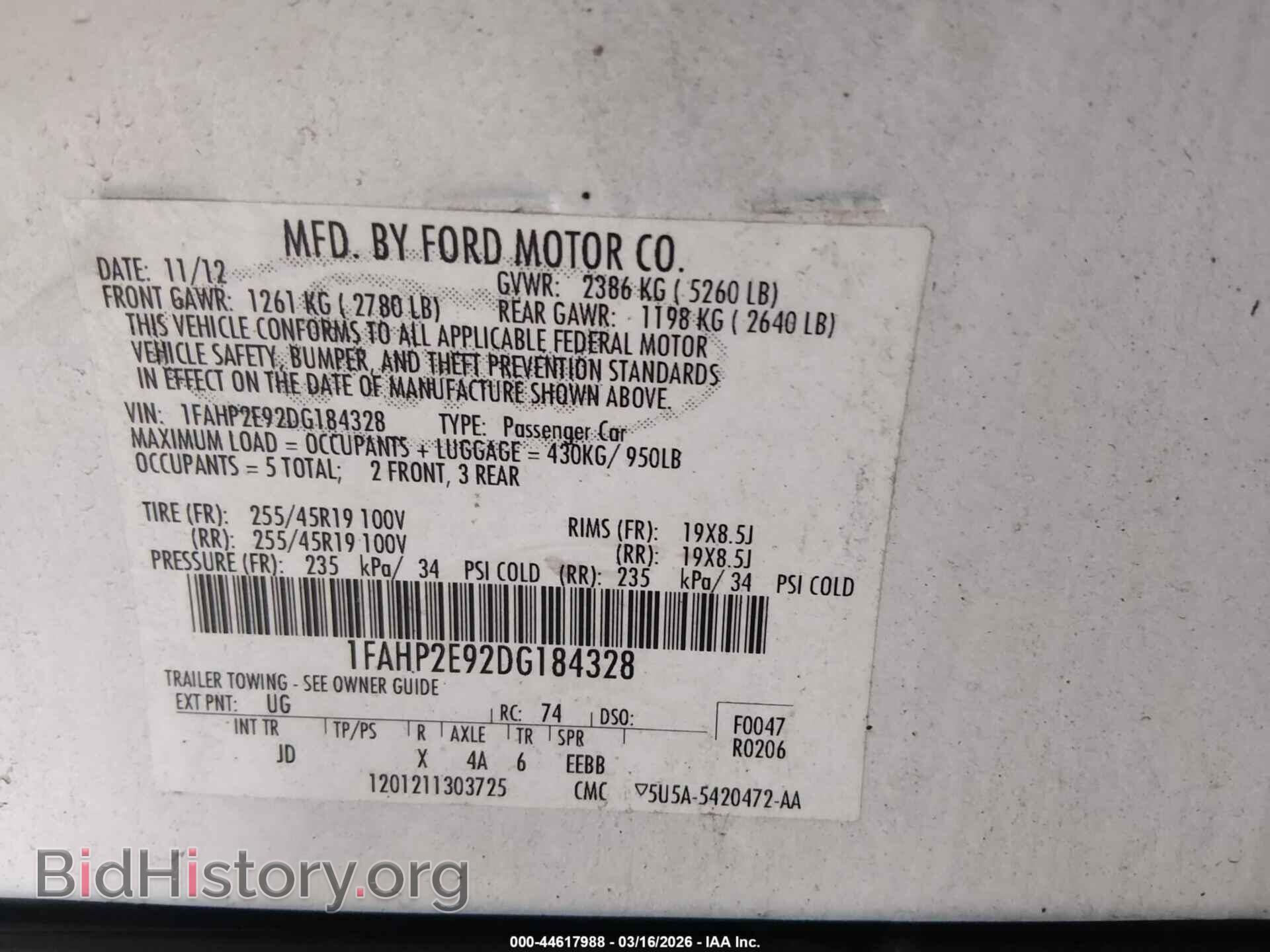 2013 FORD TAURUS - VIN: 1FAHP2E92DG184328 - Photo 9