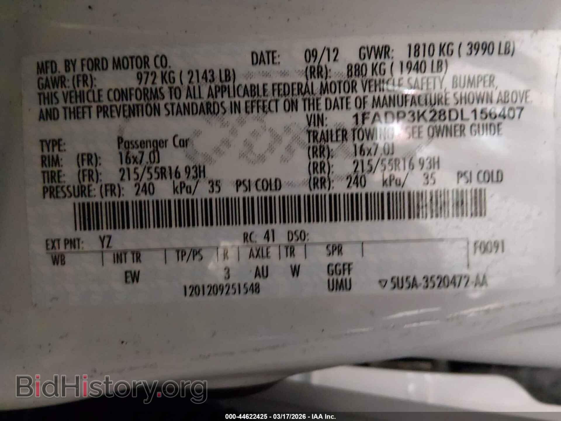 2013 FORD FOCUS - VIN: 1FADP3K28DL156407 - Фото 9