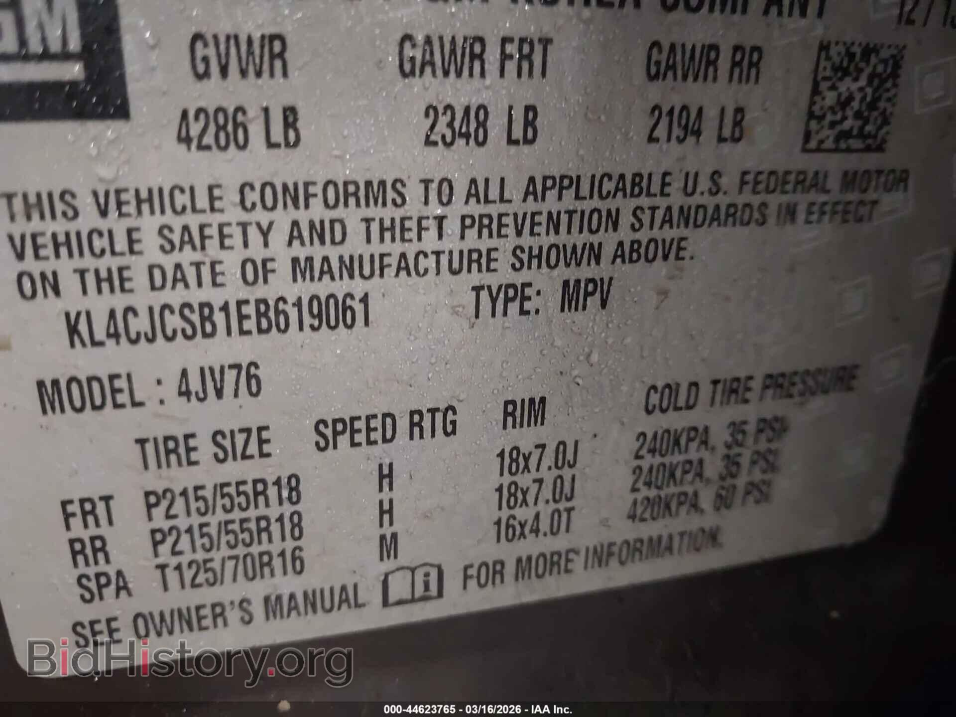 2014 BUICK ENCORE - VIN: KL4CJCSB1EB619061 - Photo 9