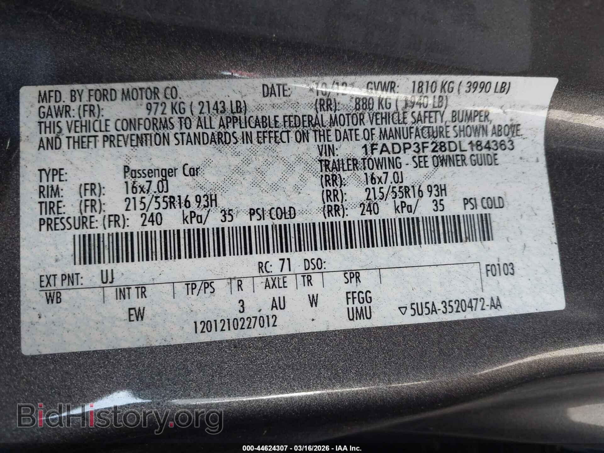 2013 FORD FOCUS - VIN: 1FADP3F28DL184363 - Фото 9