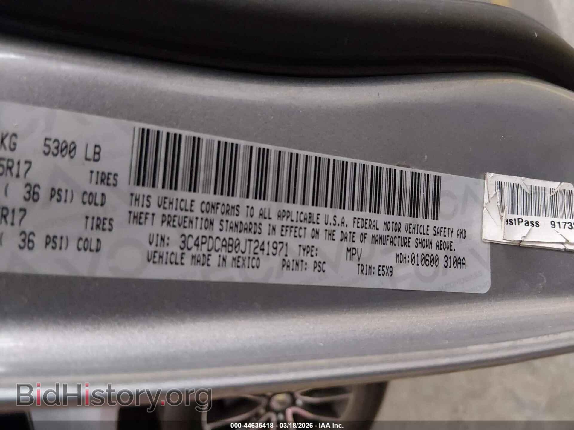 2018 DODGE JOURNEY - VIN: 3C4PDCAB0JT241971 - Фото 9