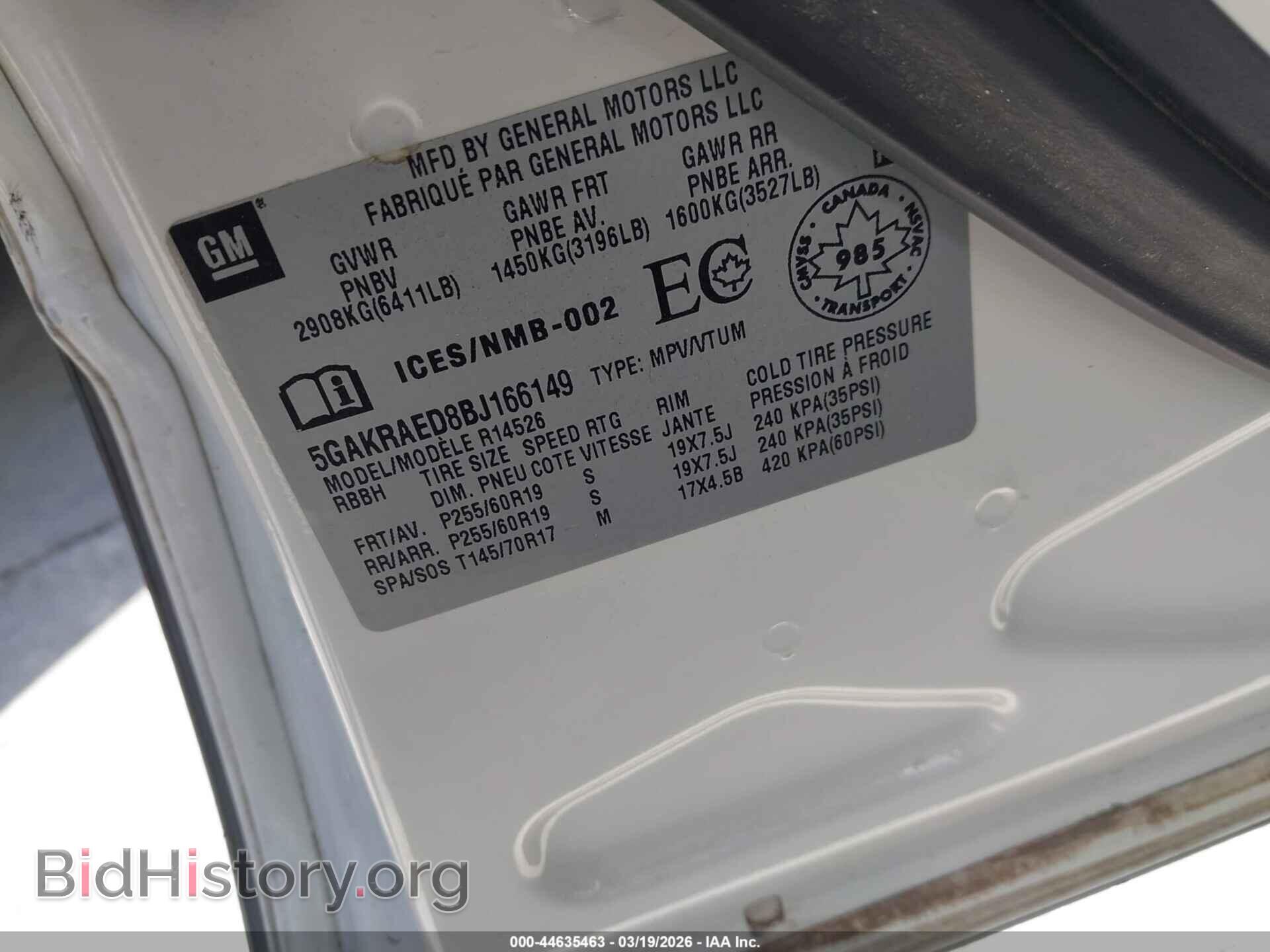 2011 BUICK ENCLAVE - VIN: 5GAKRAED8BJ166149 - Photo 9
