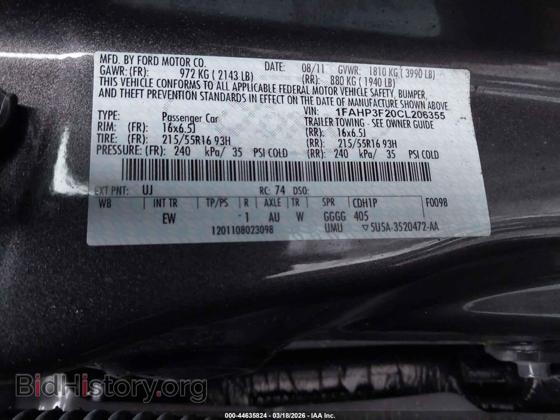2012 FORD FOCUS - VIN: 1FAHP3F20CL206355 - Photo 9