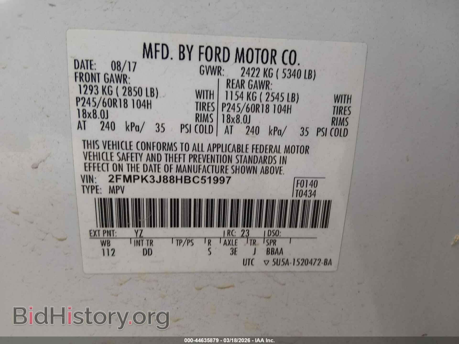 2017 FORD EDGE - VIN: 2FMPK3J88HBC51997 - Photo 9